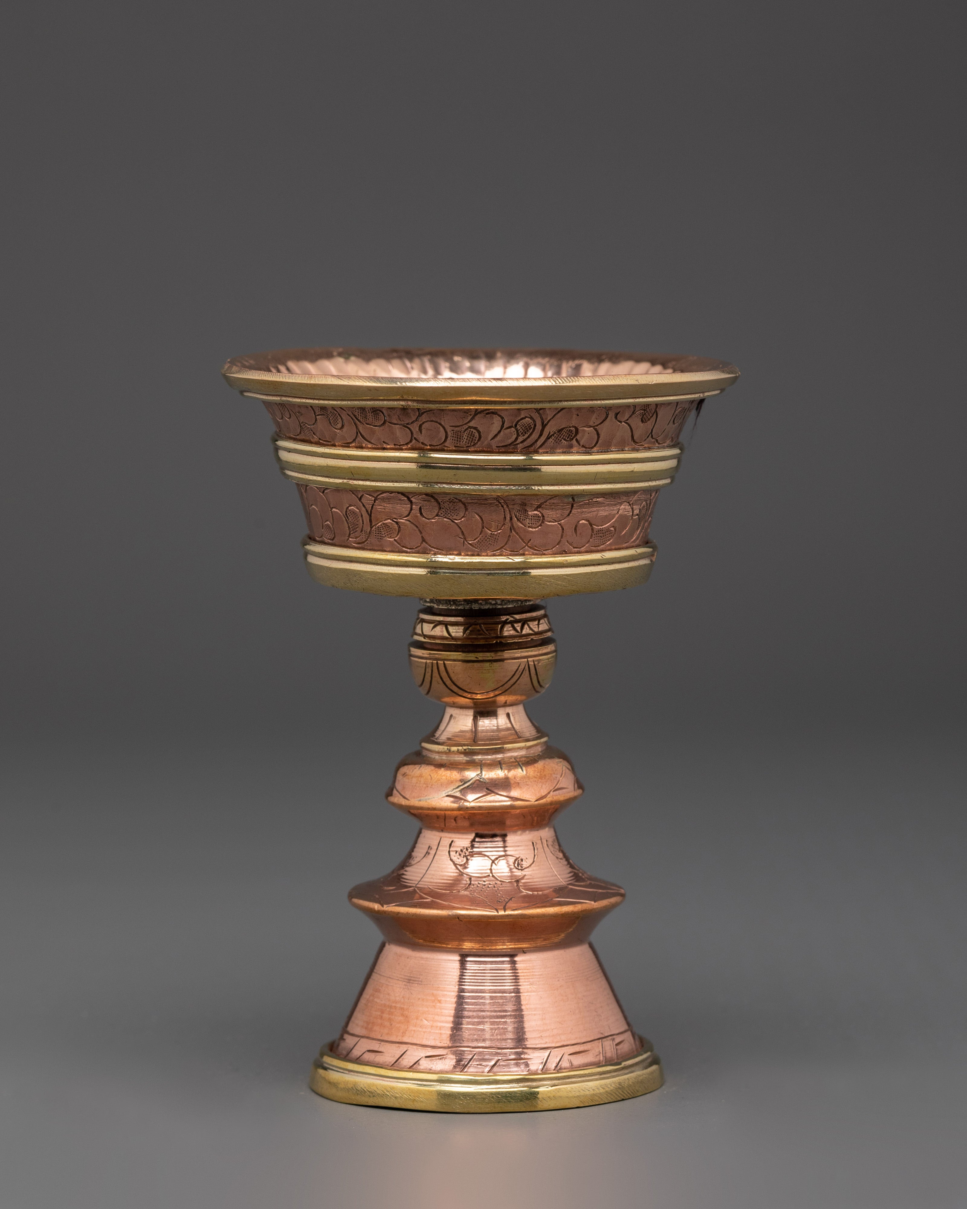 Handmade Buddhist Butter Lamp Set | Tibetan Copper Offering Lamps