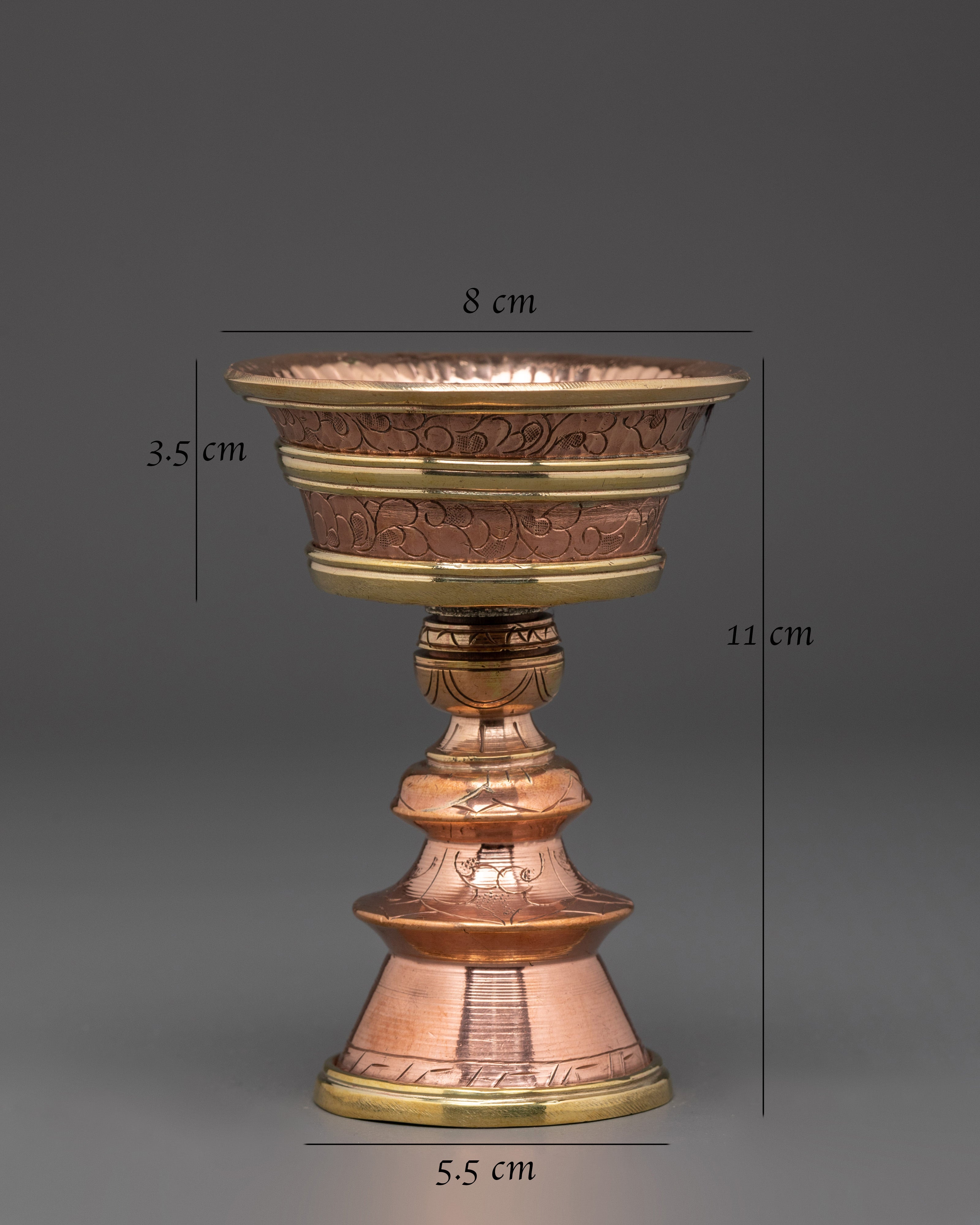 Handmade Buddhist Butter Lamp Set | Tibetan Copper Offering Lamps