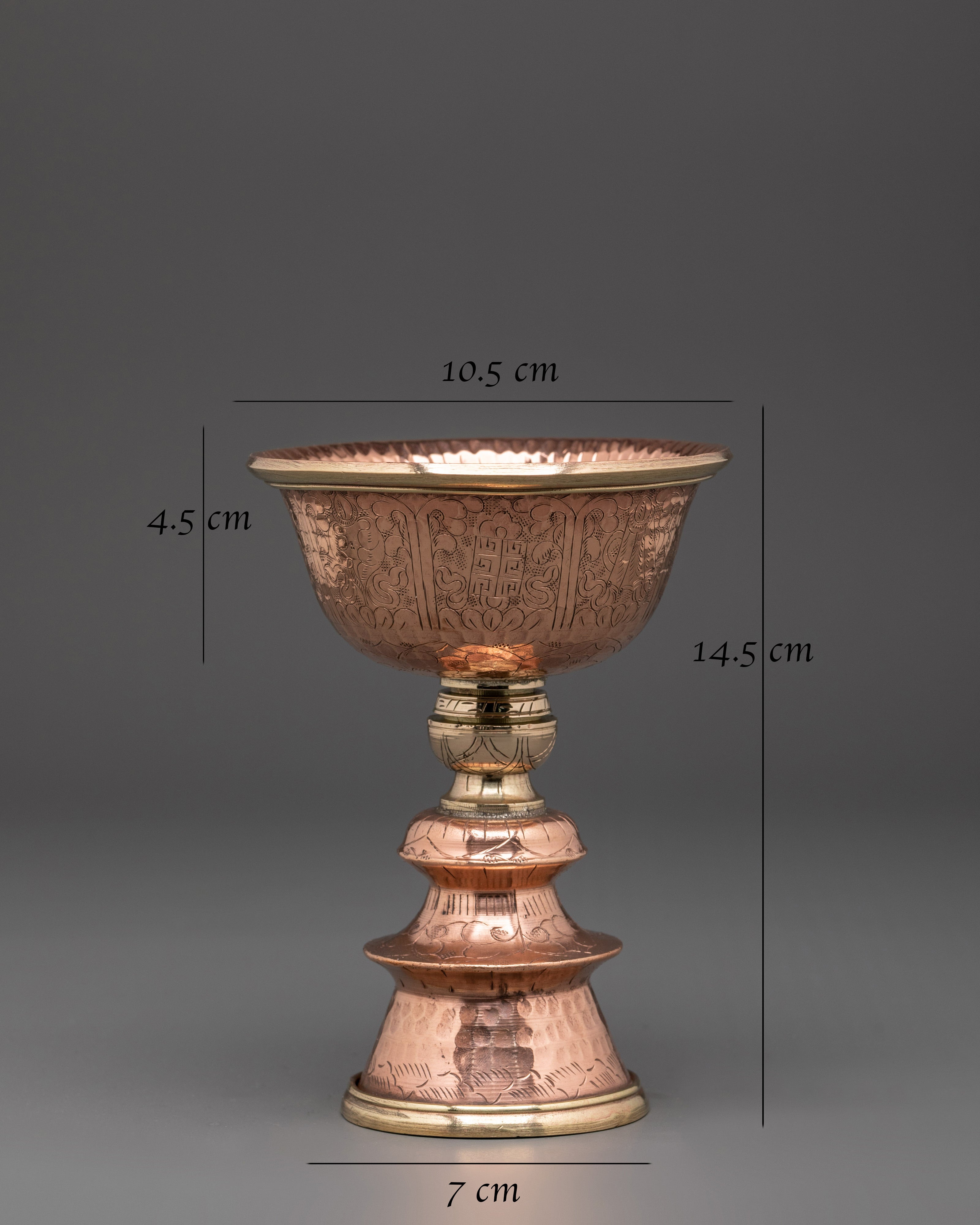 Handmade Buddhist Butter Lamp Set | Tibetan Copper Offering Lamps