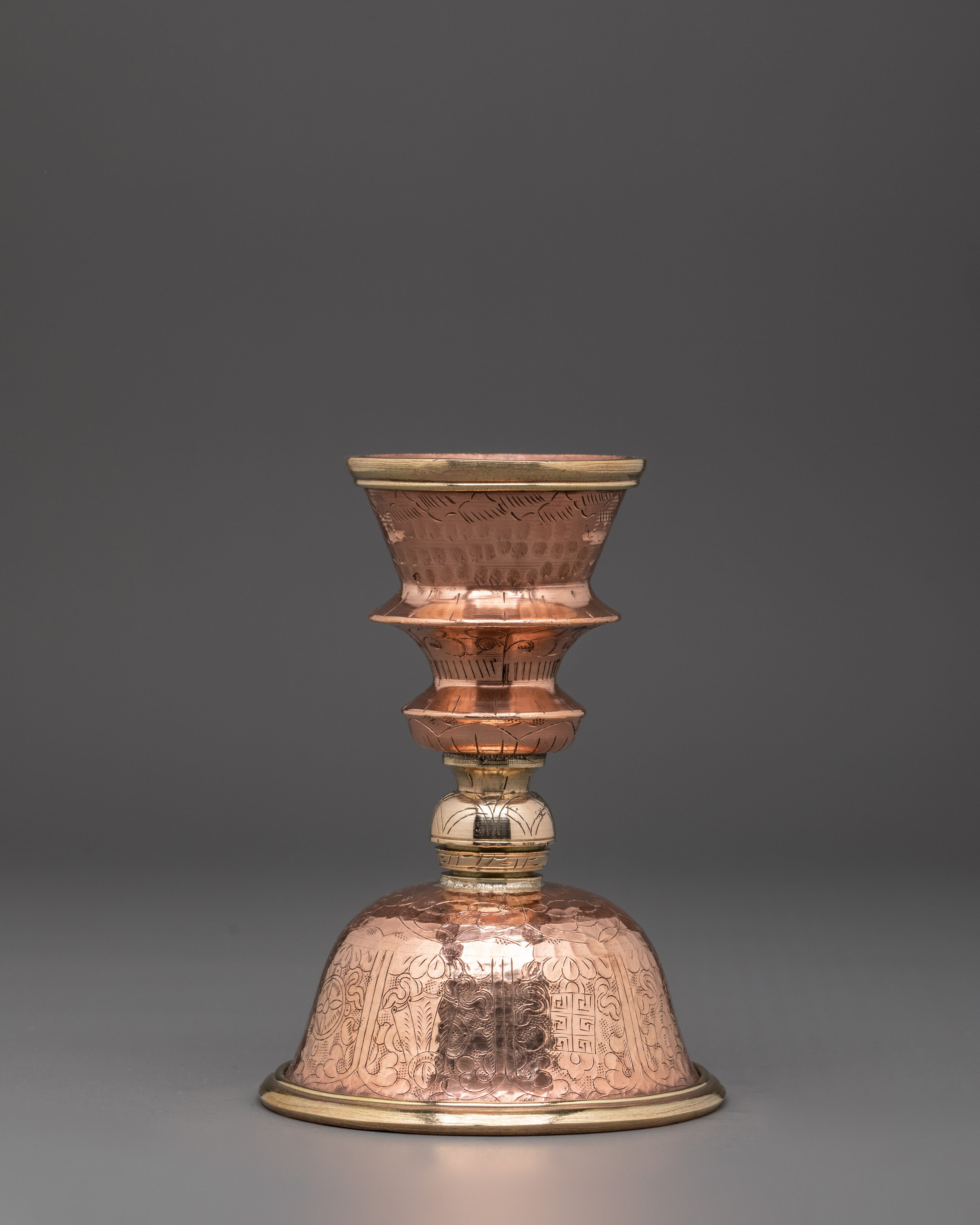Handmade Buddhist Butter Lamp Set | Tibetan Copper Offering Lamps