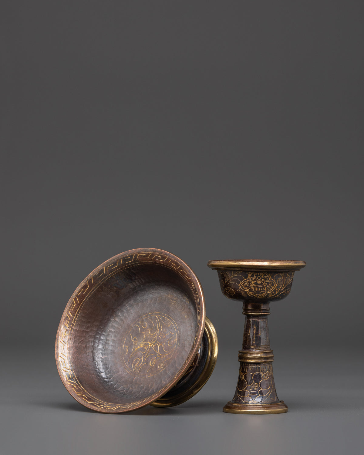 Handmade Ceremonial Sekyem Set | Tibetan Buddhist Offering Vessel