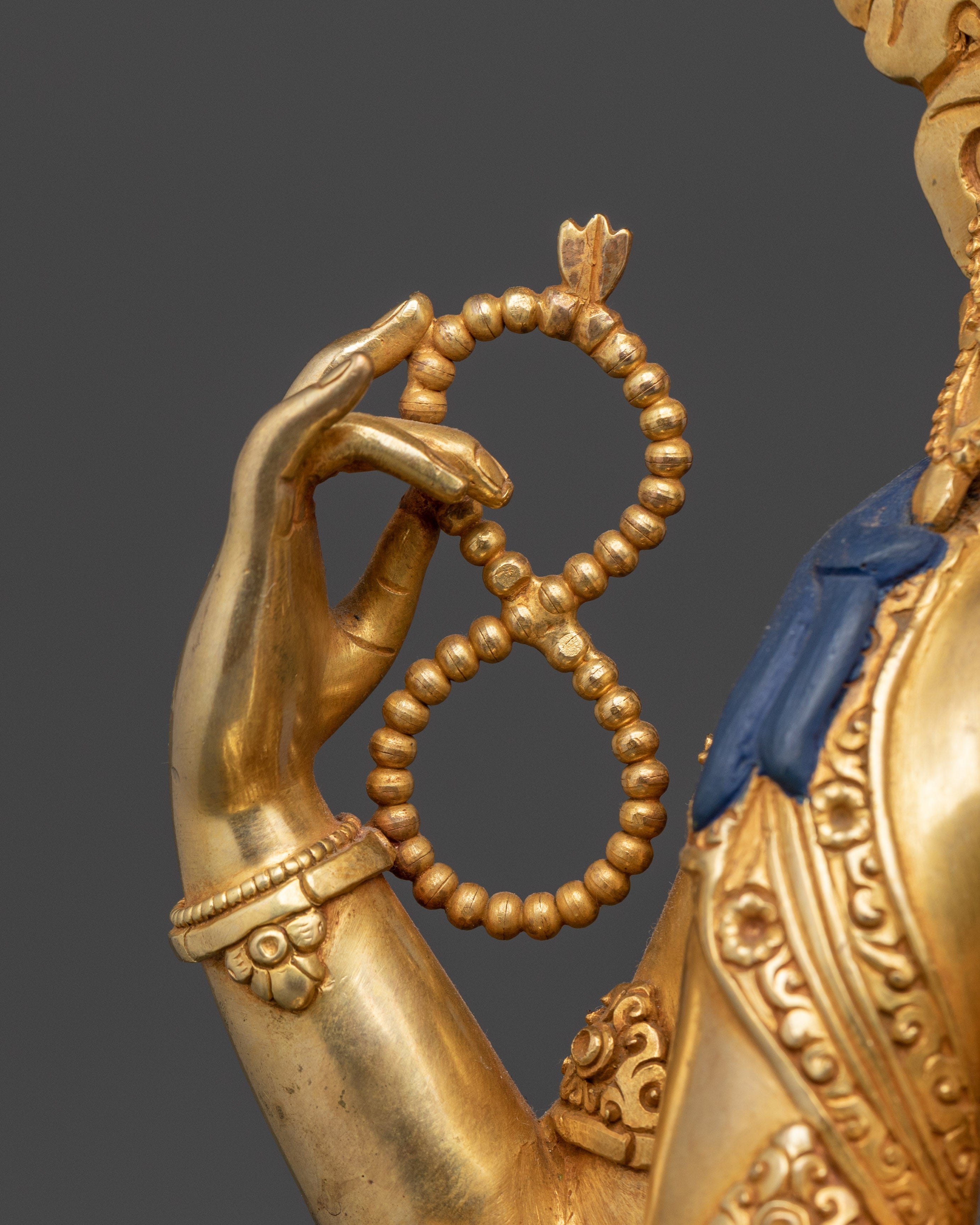 Himalayan Chenrezig Sculpture | Gold-Plated Tibetan Avalokiteshvara Statue
