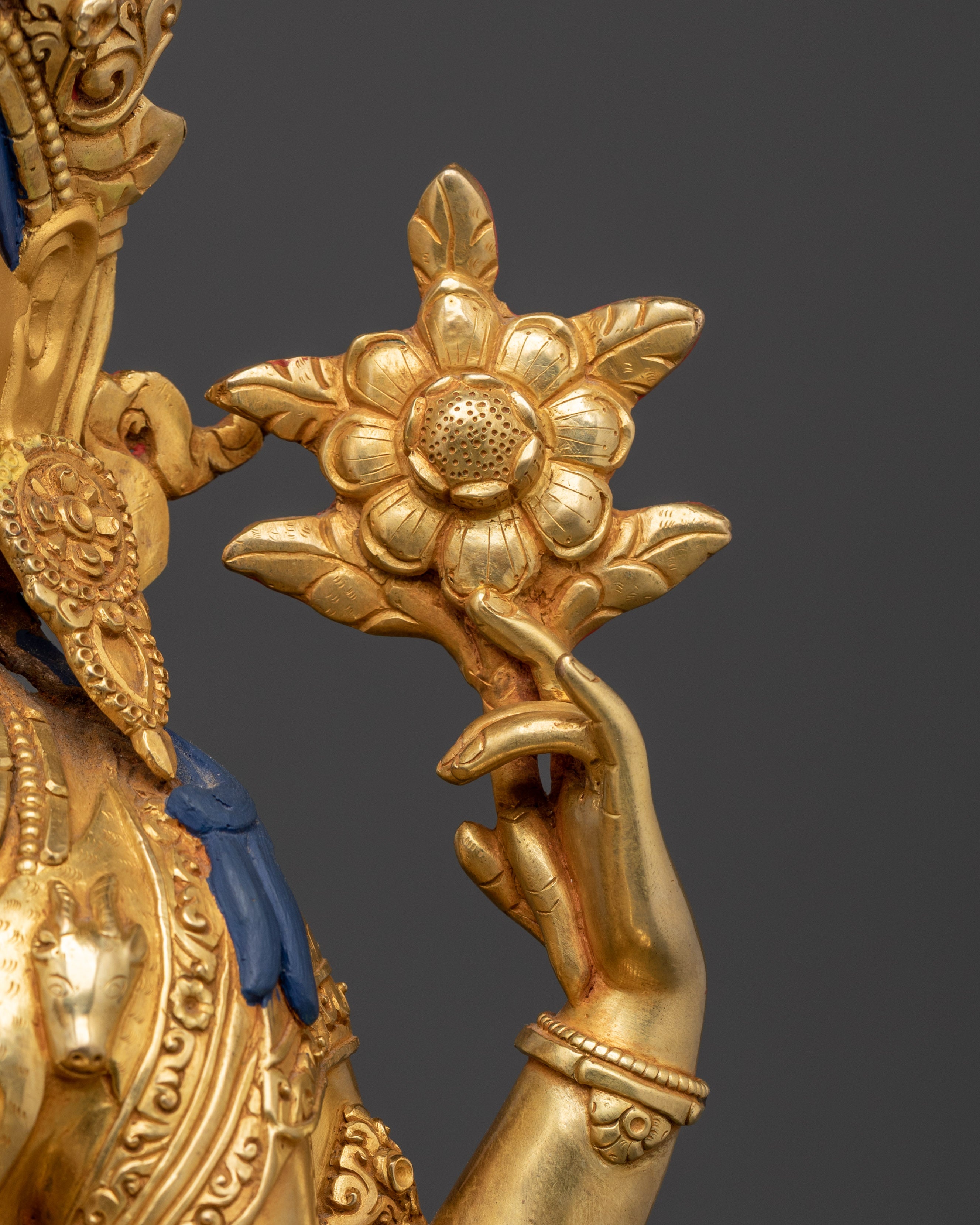 Himalayan Chenrezig Sculpture | Gold-Plated Tibetan Avalokiteshvara Statue