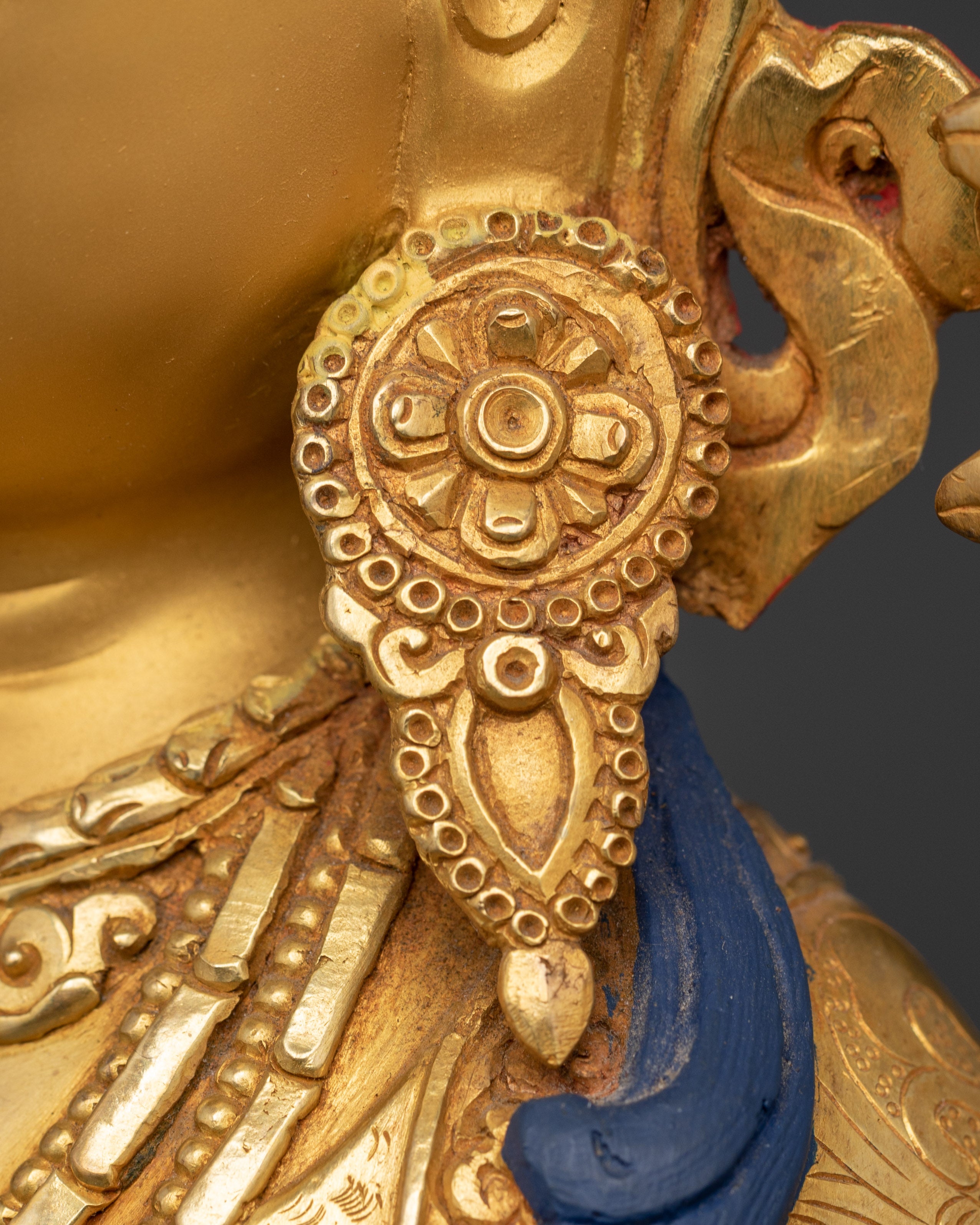 Himalayan Chenrezig Sculpture | Gold-Plated Tibetan Avalokiteshvara Statue