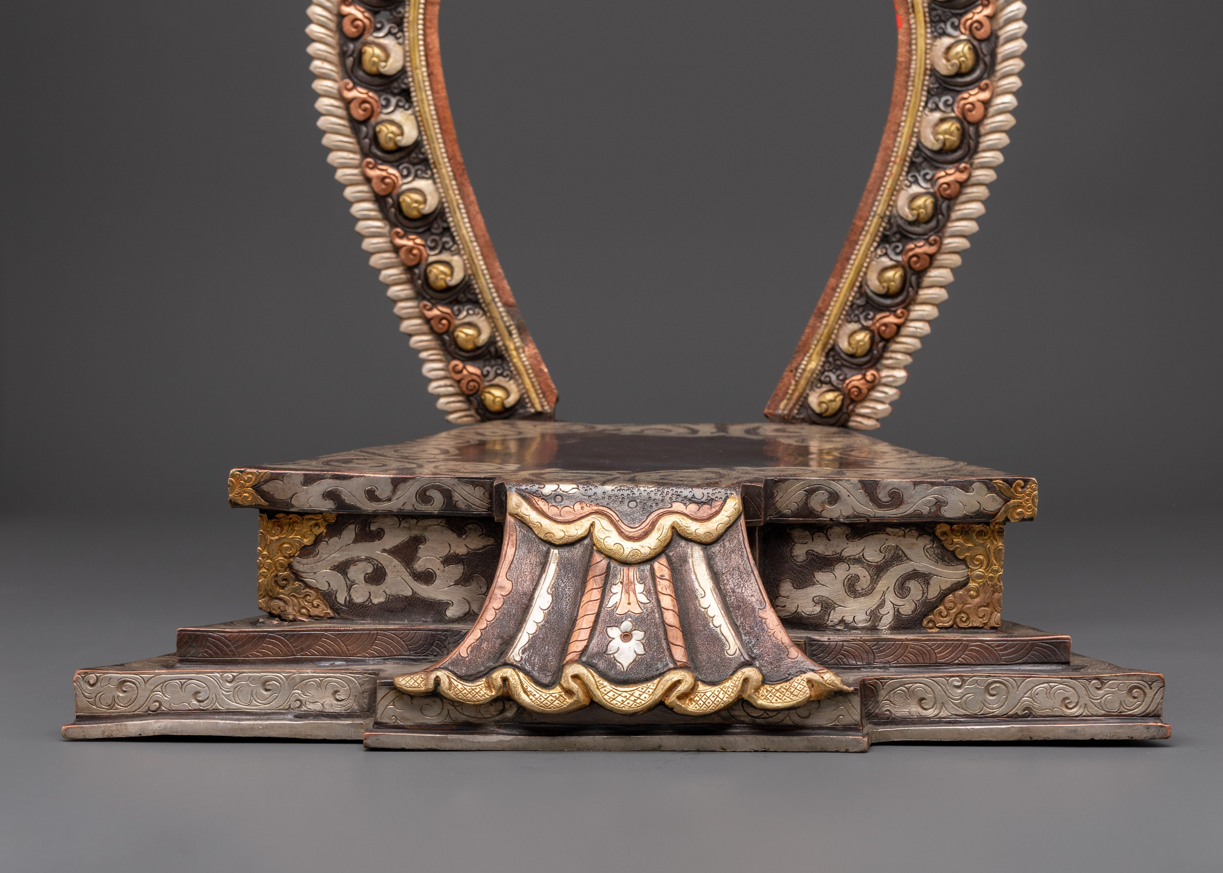 Tibetan Buddhist Throne for Statue | Handcrafted Copper Altar Seat