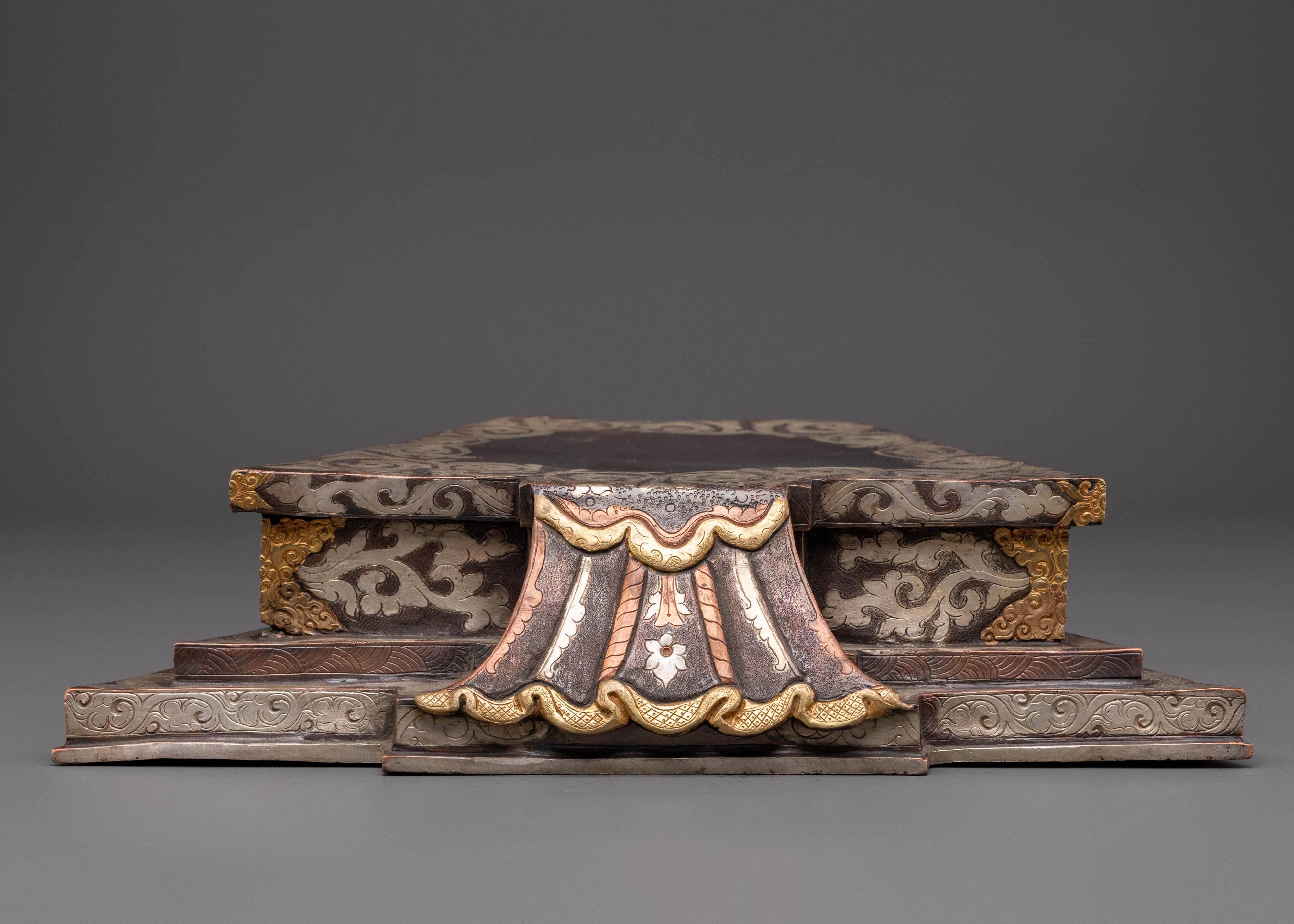 Tibetan Buddhist Throne for Statue | Handcrafted Copper Altar Seat