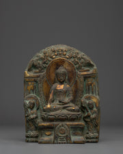 Figurine of Shakyamuni Buddha on Throne | Copper Sculpture