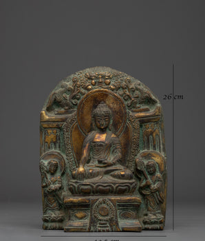 Figurine of Shakyamuni Buddha on Throne | Copper Sculpture