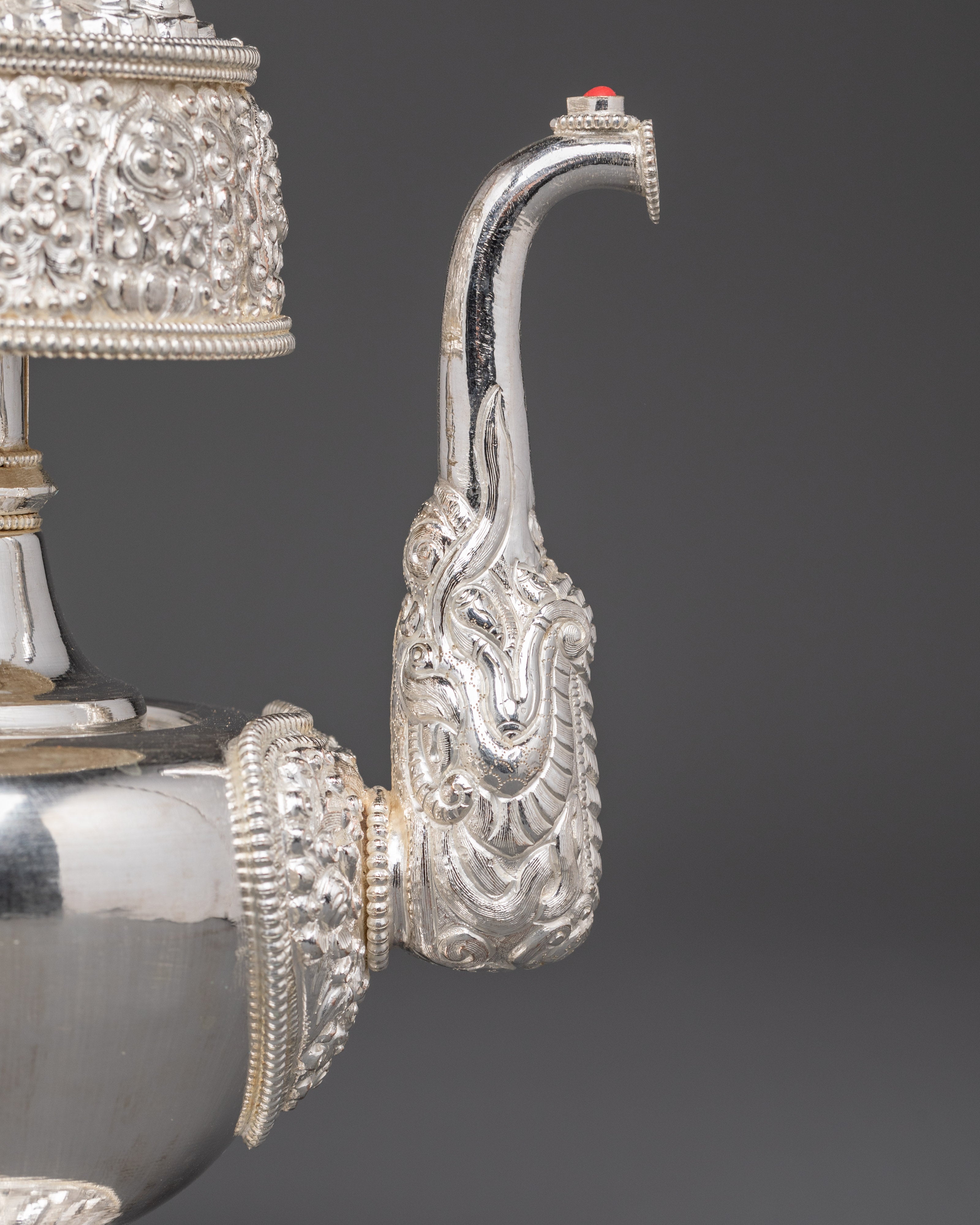 Silver Plated Buddhist Bhumba Set | Ritual Water Vase for Tibetan Ceremonies