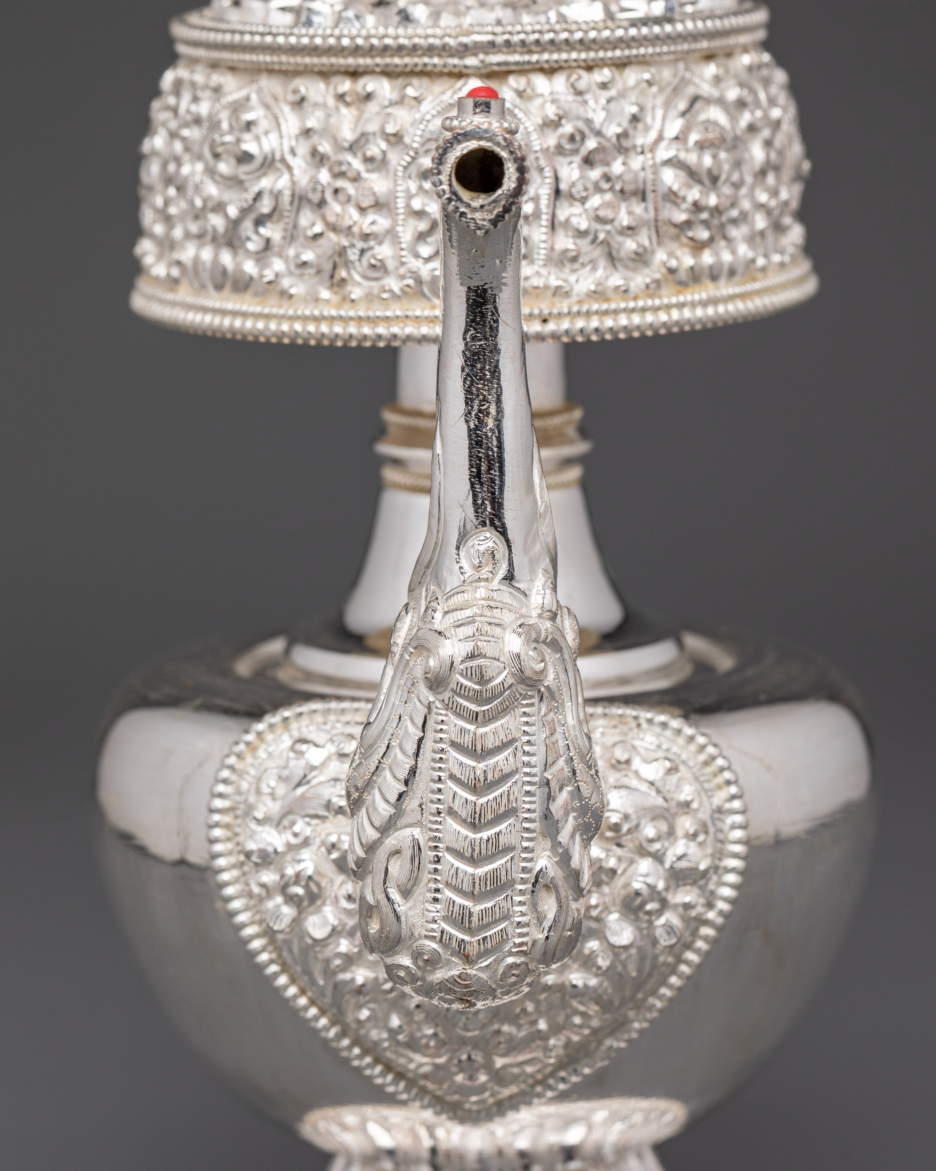 Silver Plated Buddhist Bhumba Set | Ritual Water Vase for Tibetan Ceremonies