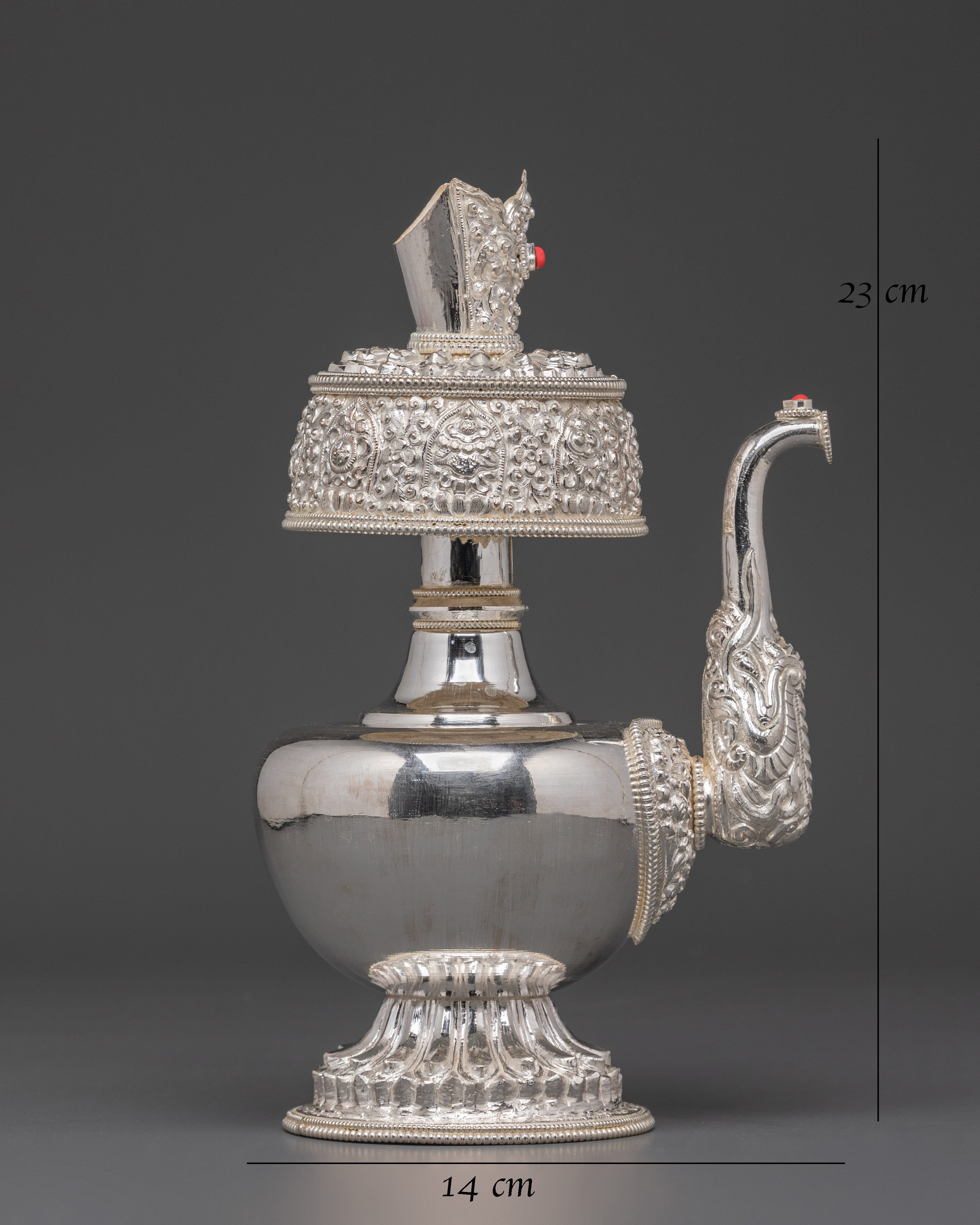 Silver Plated Buddhist Bhumba Set | Ritual Water Vase for Tibetan Ceremonies
