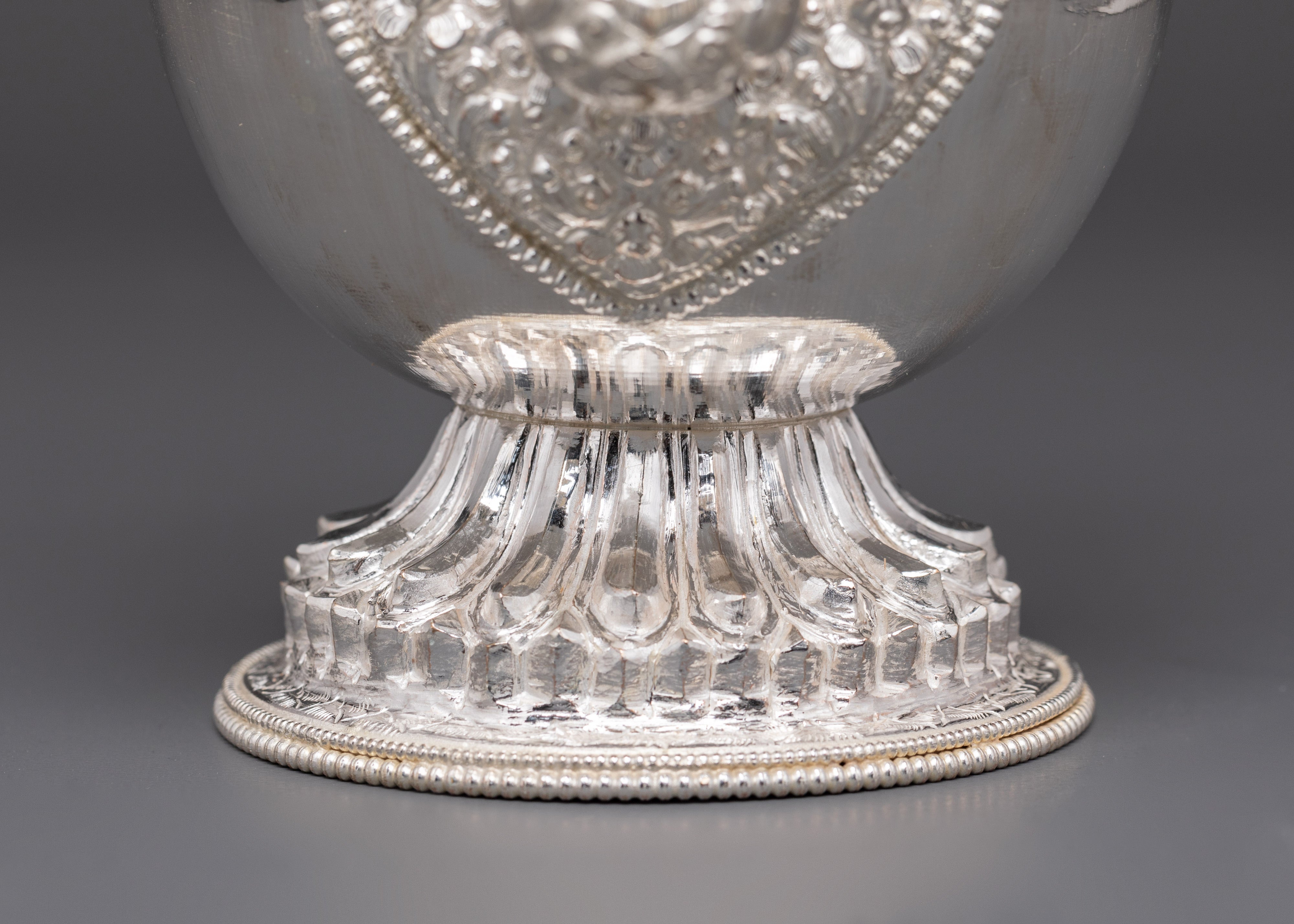Silver Plated Buddhist Bhumba Set | Ritual Water Vase for Tibetan Ceremonies