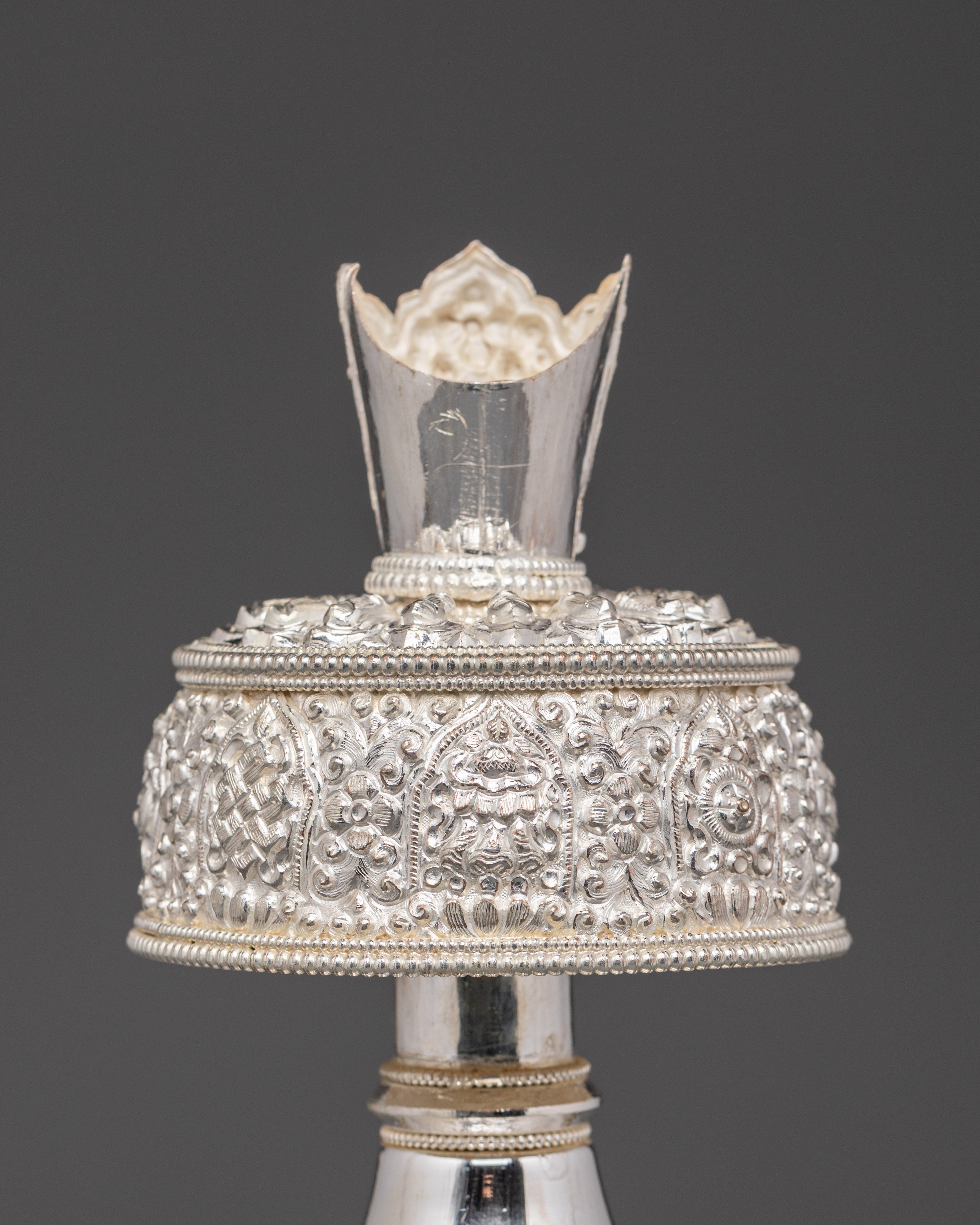 Silver Plated Buddhist Bhumba Set | Ritual Water Vase for Tibetan Ceremonies