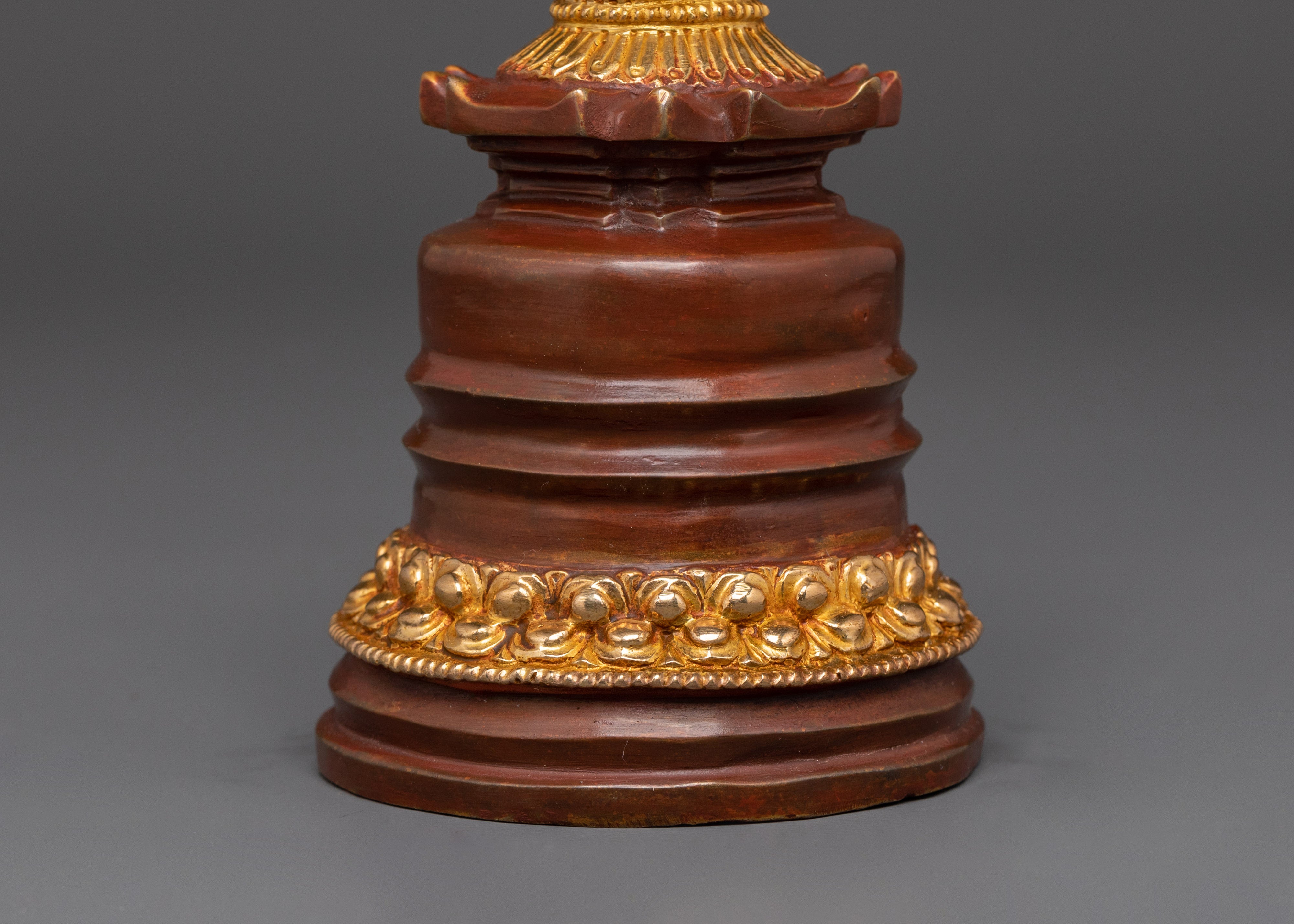 Handcrafted Oxidized Copper Kadam Style Stupa | Tibetan Religious Artifact