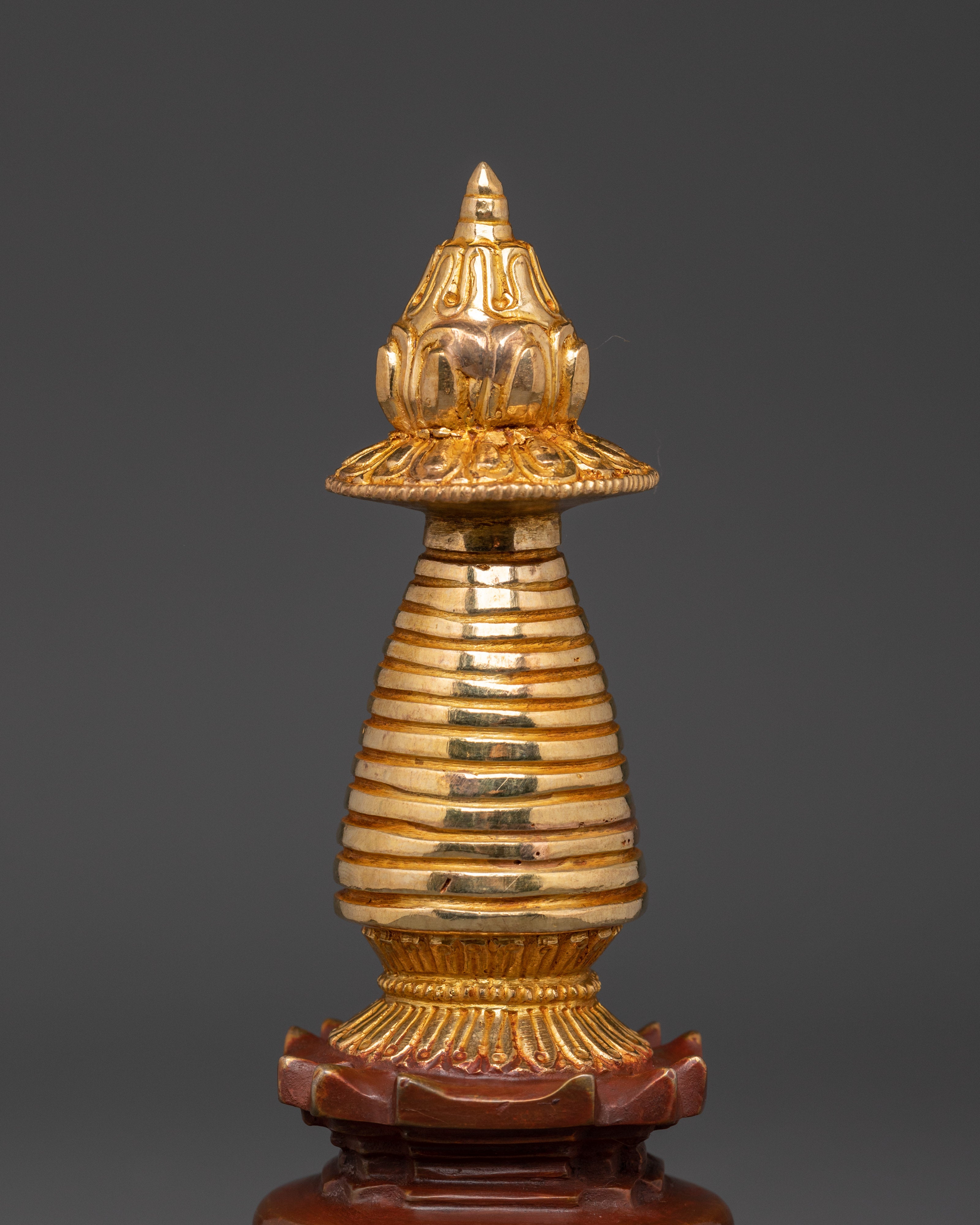 Handcrafted Oxidized Copper Kadam Style Stupa | Tibetan Religious Artifact