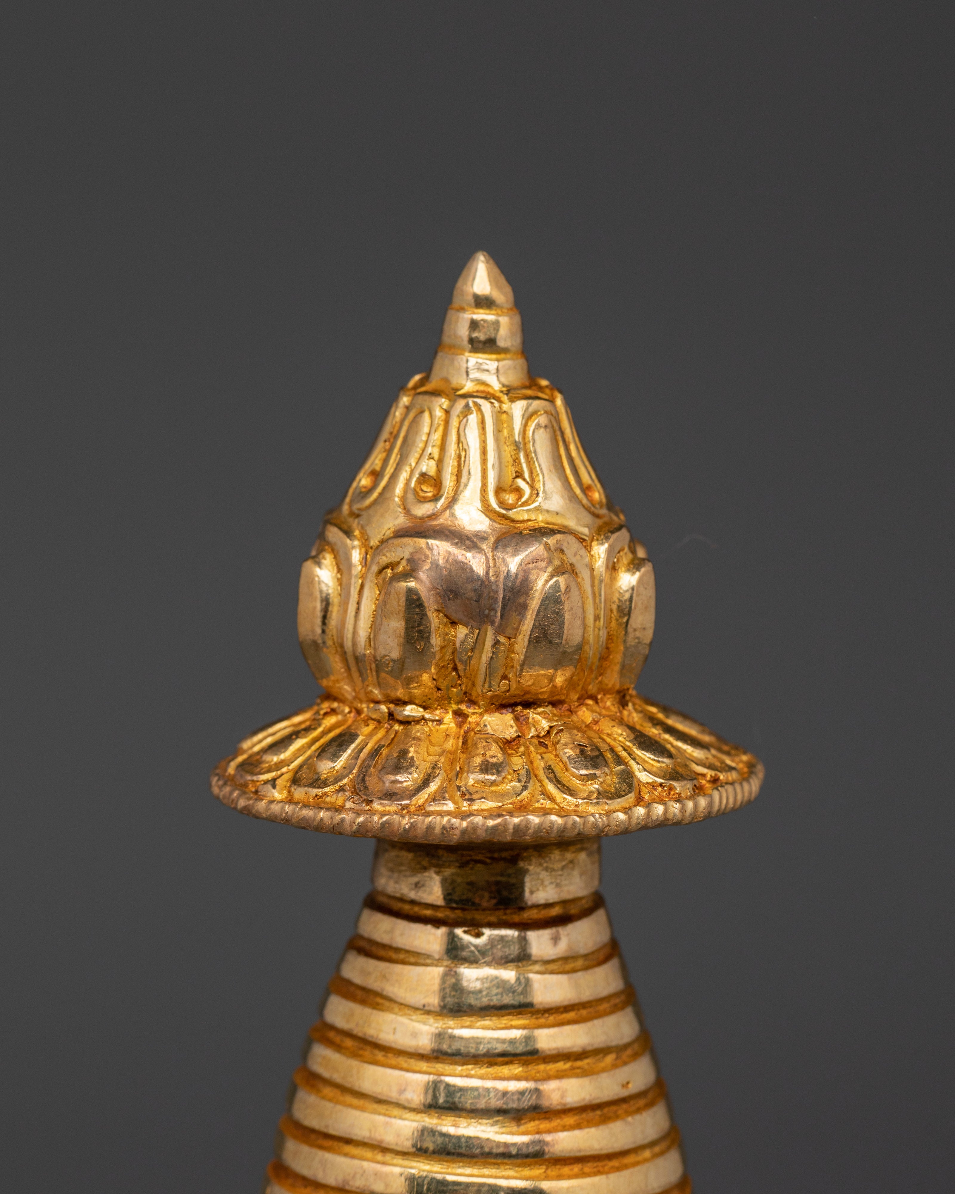Handcrafted Oxidized Copper Kadam Style Stupa | Tibetan Religious Artifact
