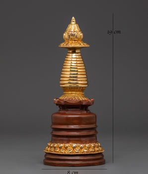 Handcrafted Oxidized Copper Kadam Style Stupa | Tibetan Religious Artifact