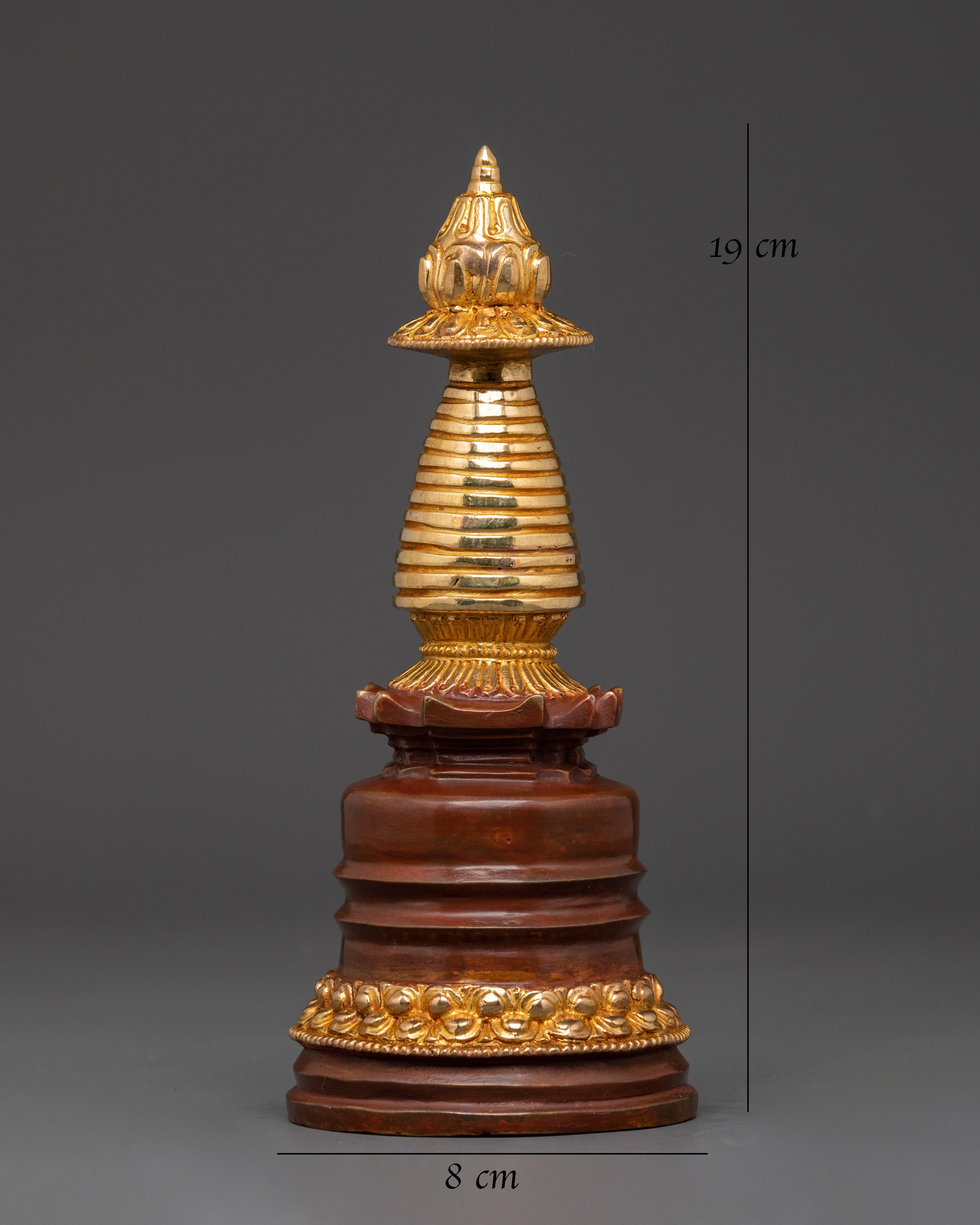 Handcrafted Oxidized Copper Kadam Style Stupa | Tibetan Religious Artifact