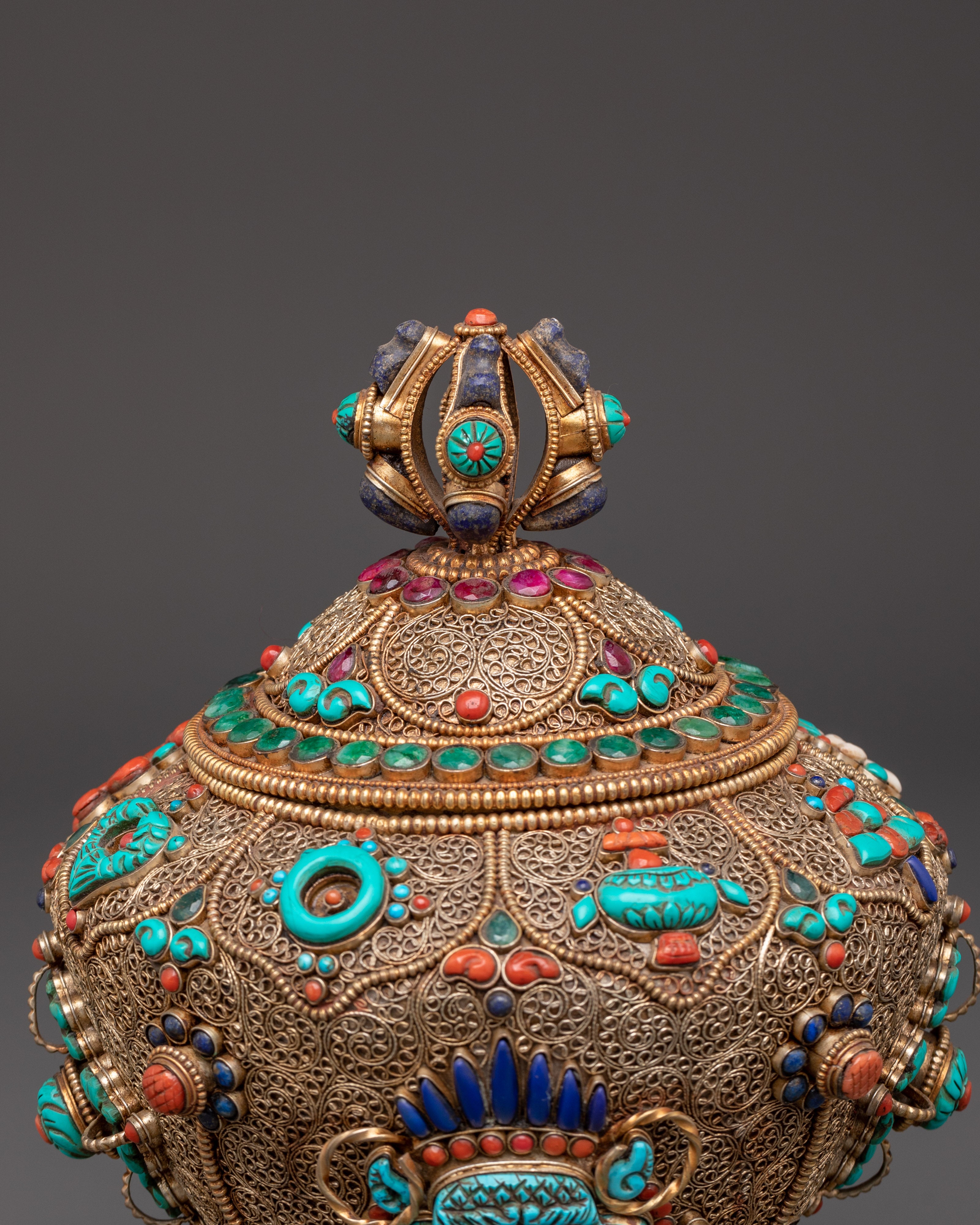 Tibetan Ceremonial Dhupur Rice Pot Set | Handcrafted Copper Ritual Offering