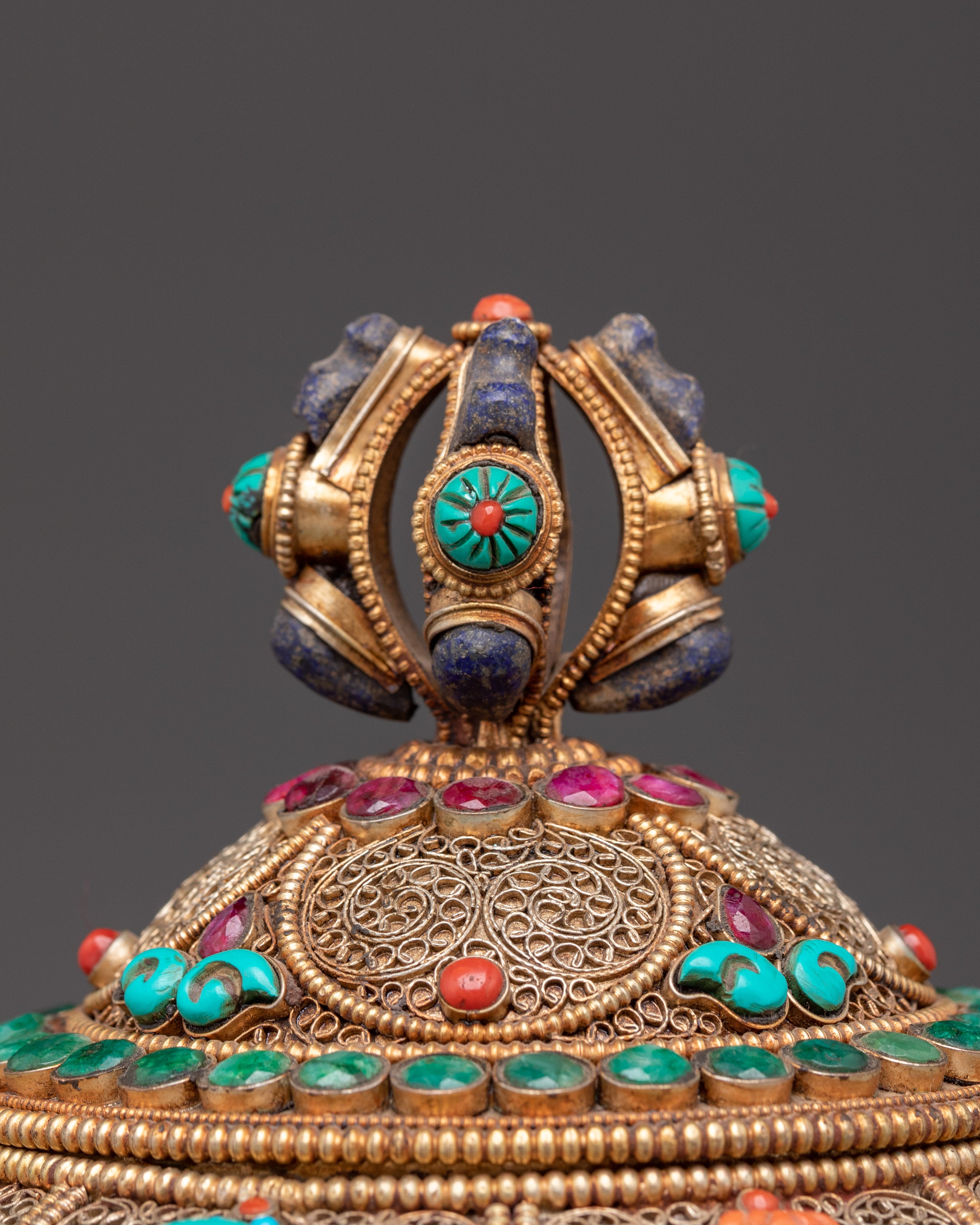 Tibetan Ceremonial Dhupur Rice Pot Set | Handcrafted Copper Ritual Offering