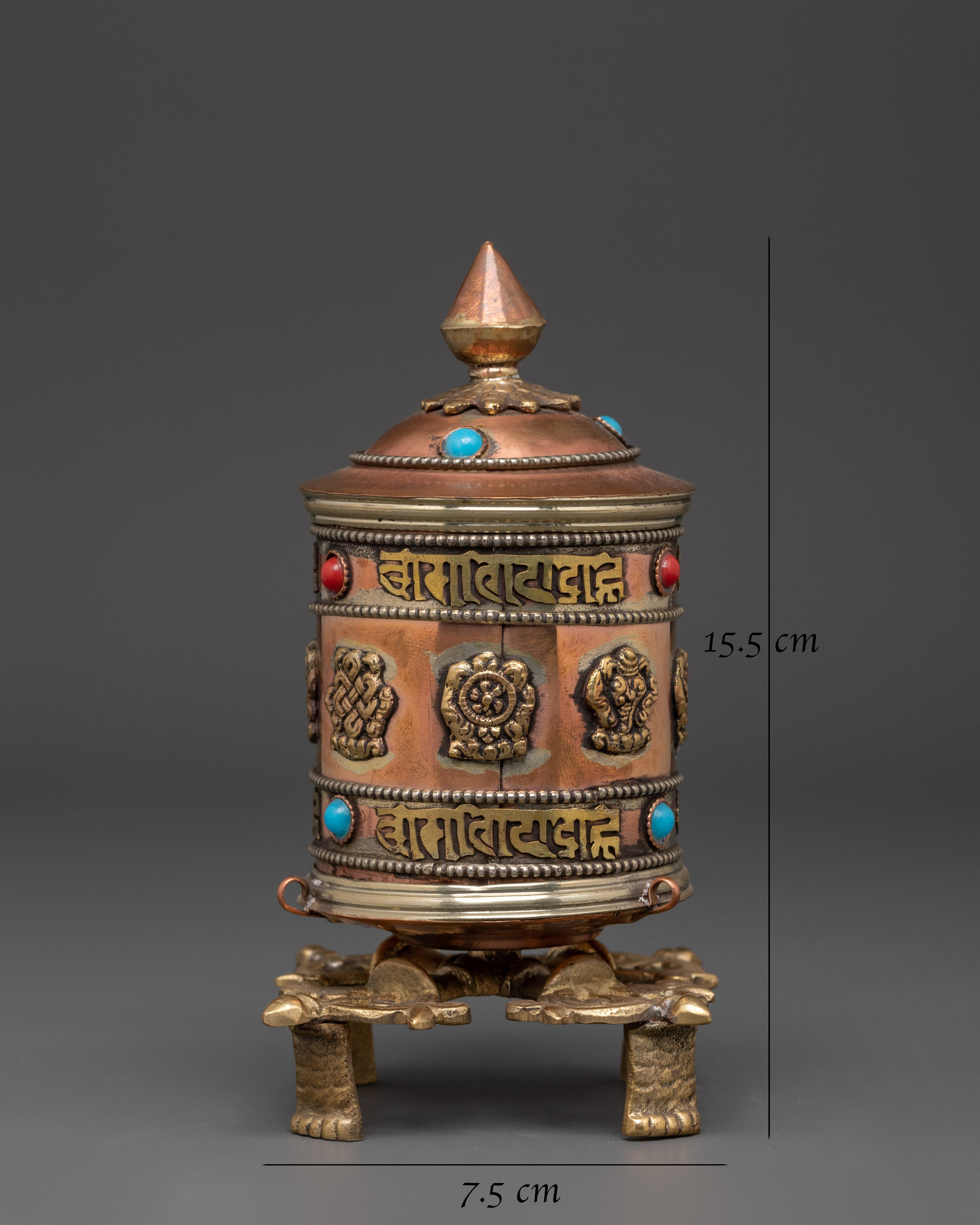 Handcrafted Brass Spiritual Prayer Wheel | Buddhist Meditation Artifact