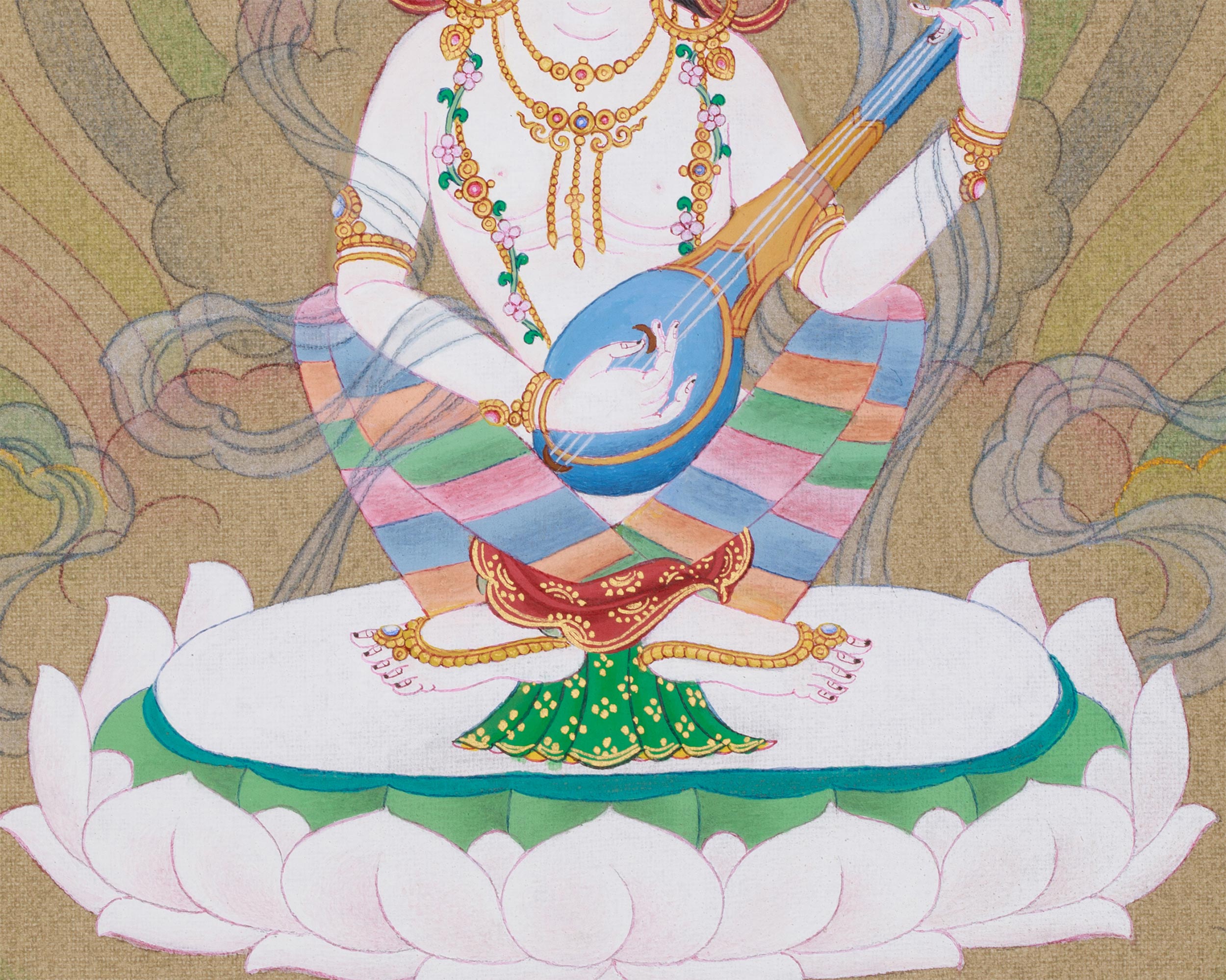 Original Goddess Saraswati Painting | Deity of Arts, Knowledge, and Music