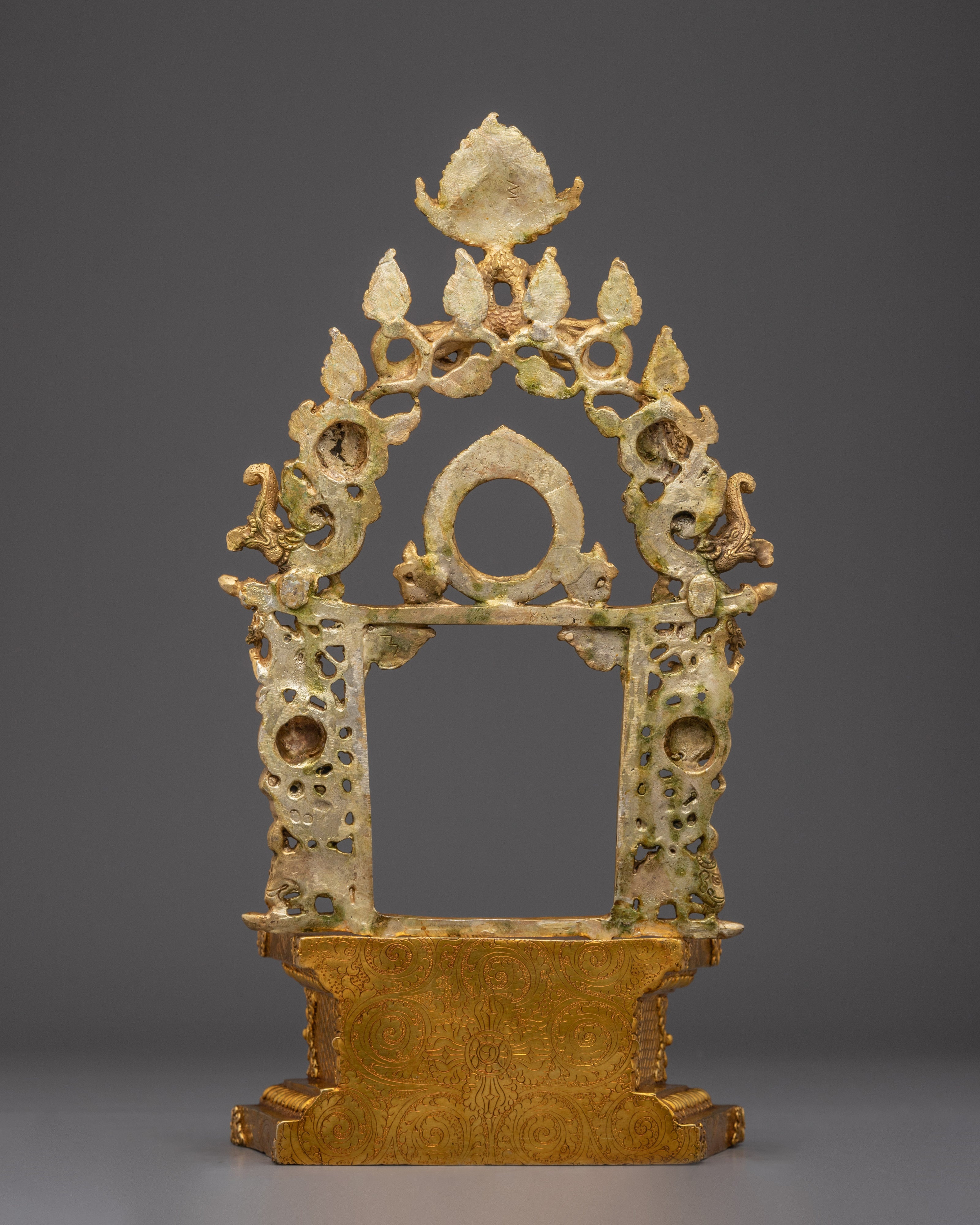 Gold-Plated, Copper Throne with Garuda | Sacred Ritual Throne for Shrine and Altar