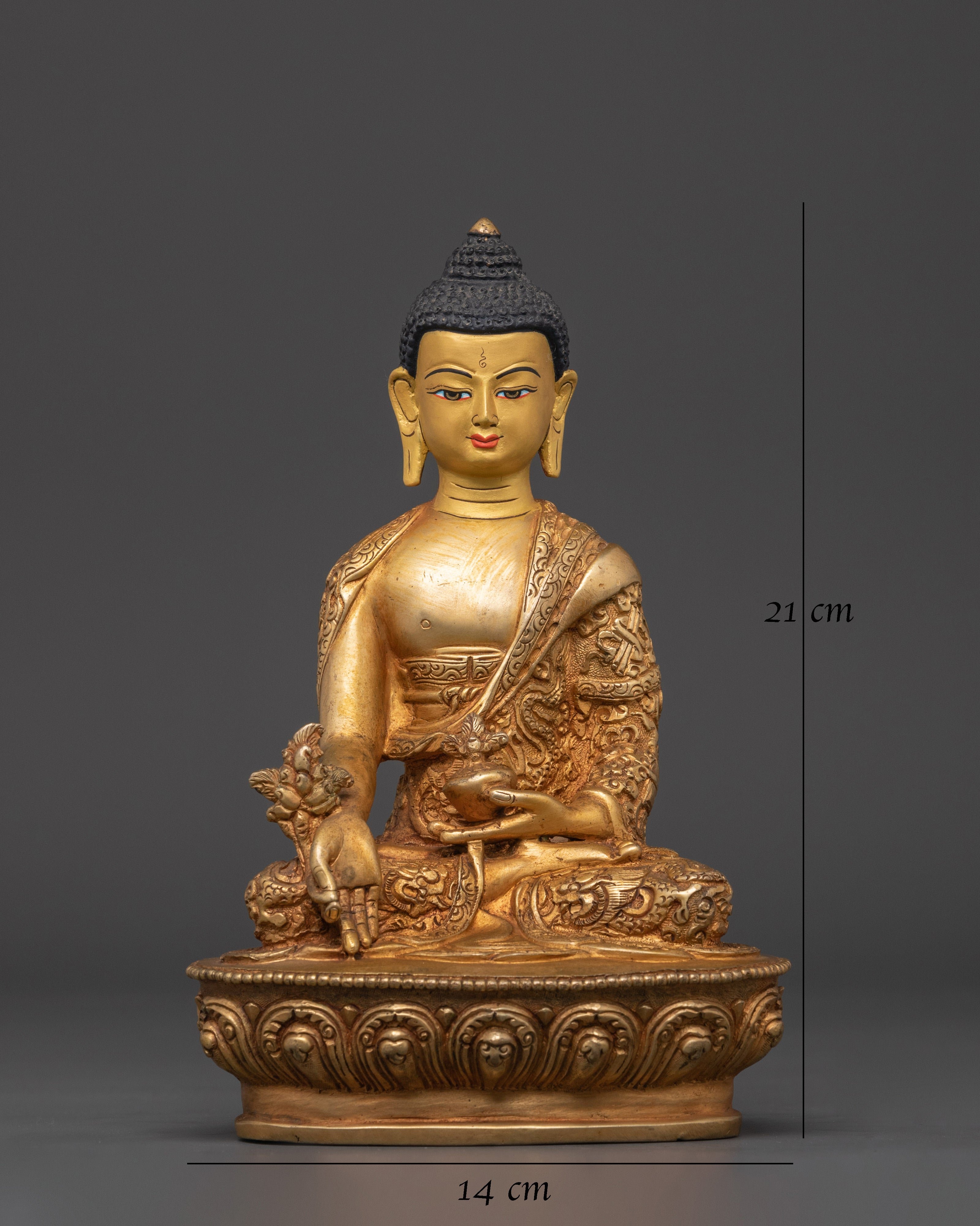 Handcrafted Bhaisajyaguru Statue | Copper Gold Plated Healing Buddha