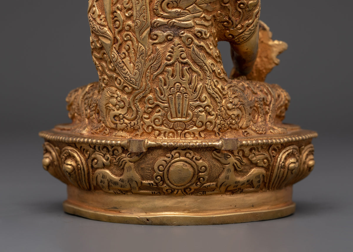 Handcrafted Bhaisajyaguru Statue | Copper Gold Plated Healing Buddha