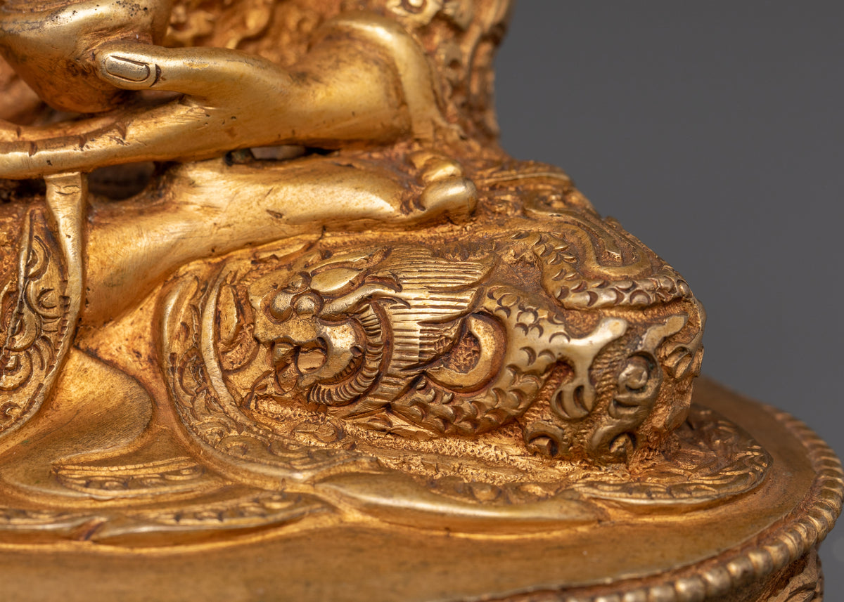 Handcrafted Bhaisajyaguru Statue | Copper Gold Plated Healing Buddha