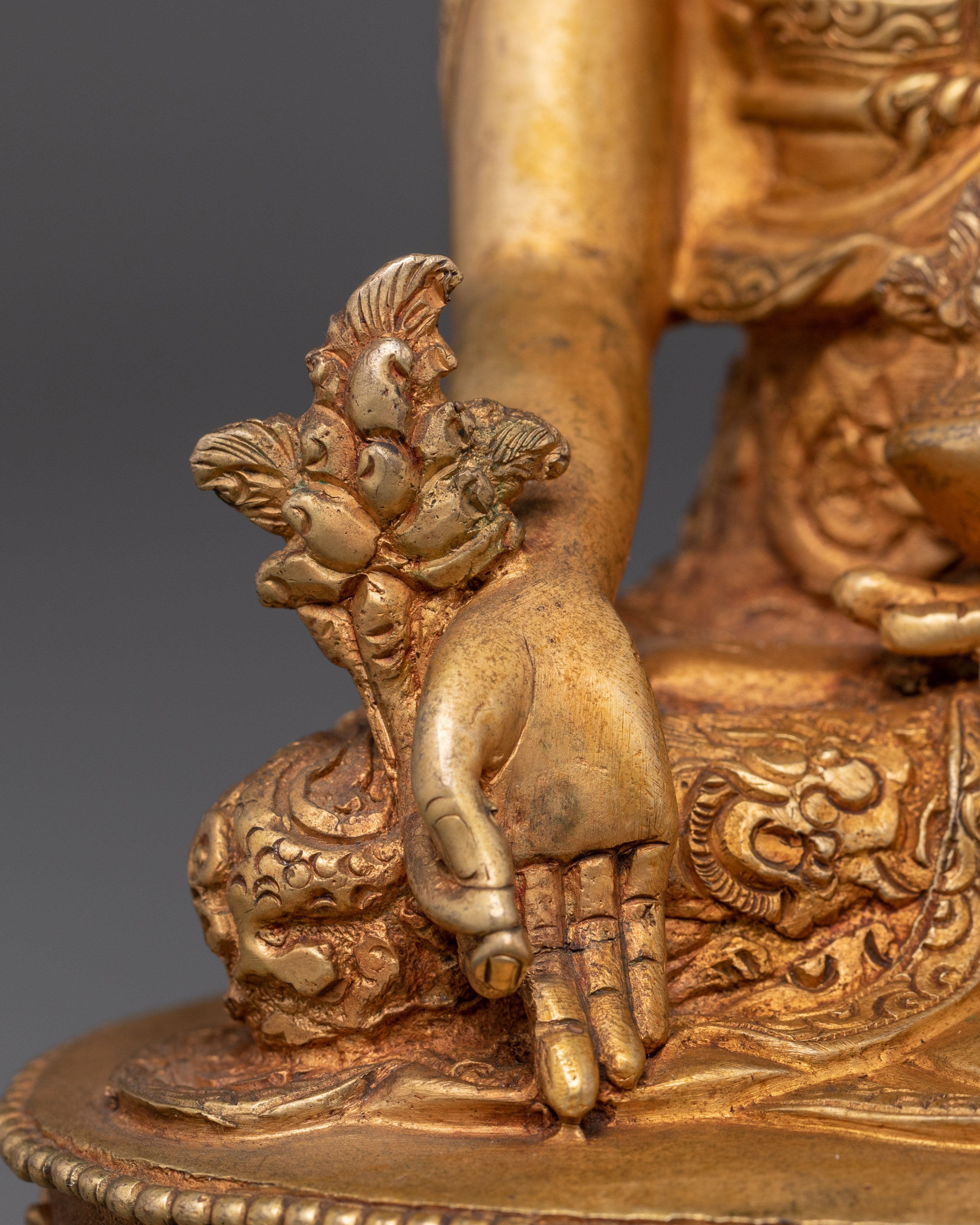Handcrafted Bhaisajyaguru Statue | Copper Gold Plated Healing Buddha
