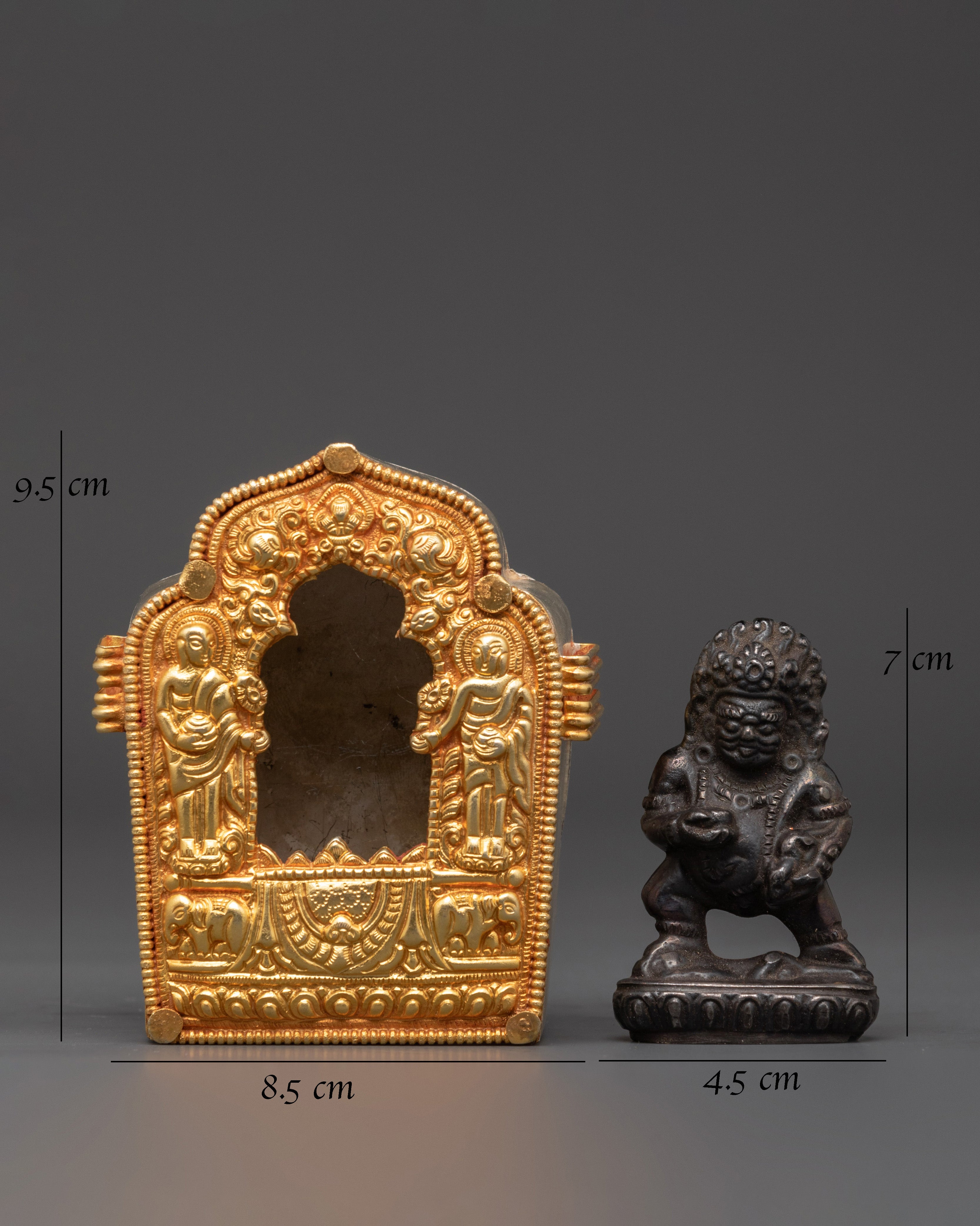 Tibetan Ghau Box with Guardian Deity Statue | Buddhist Portable Shrine