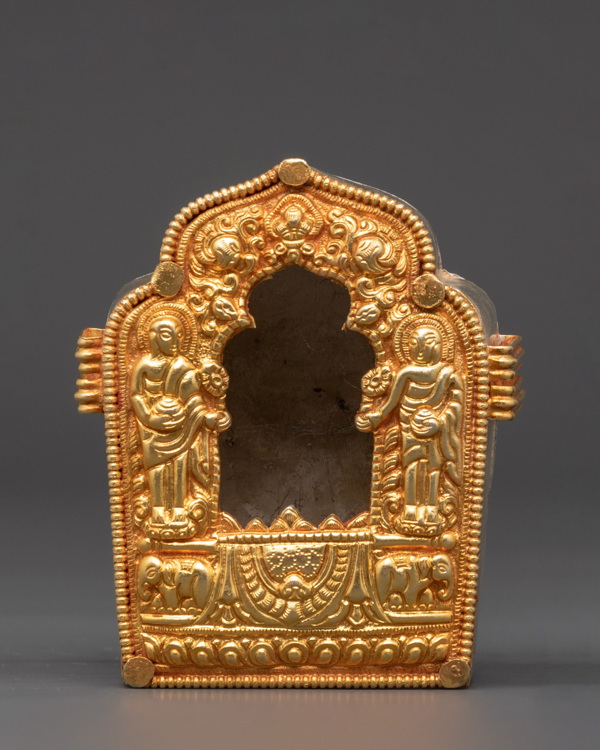 Tibetan Ghau Box with Guardian Deity Statue | Buddhist Portable Shrine