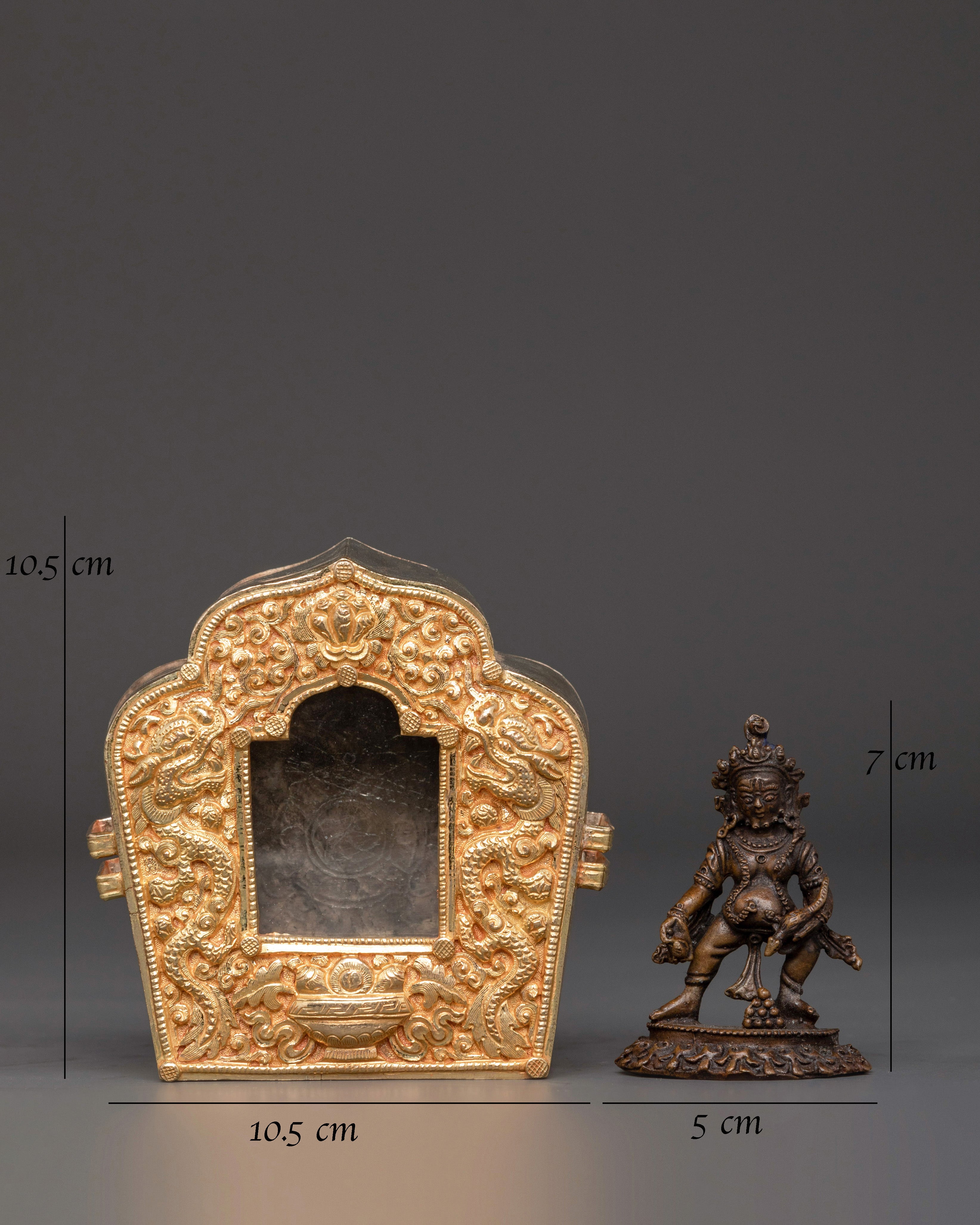Tibetan Ghau Box with Deity Statue | Portable Buddhist Altar Shrine