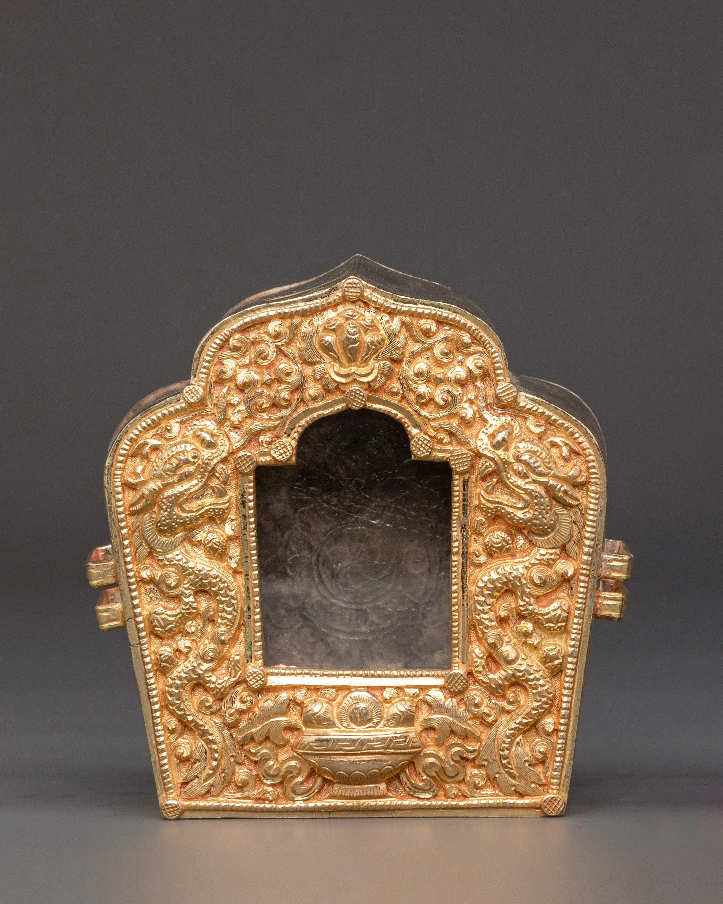 Tibetan Ghau Box with Deity Statue | Portable Buddhist Altar Shrine