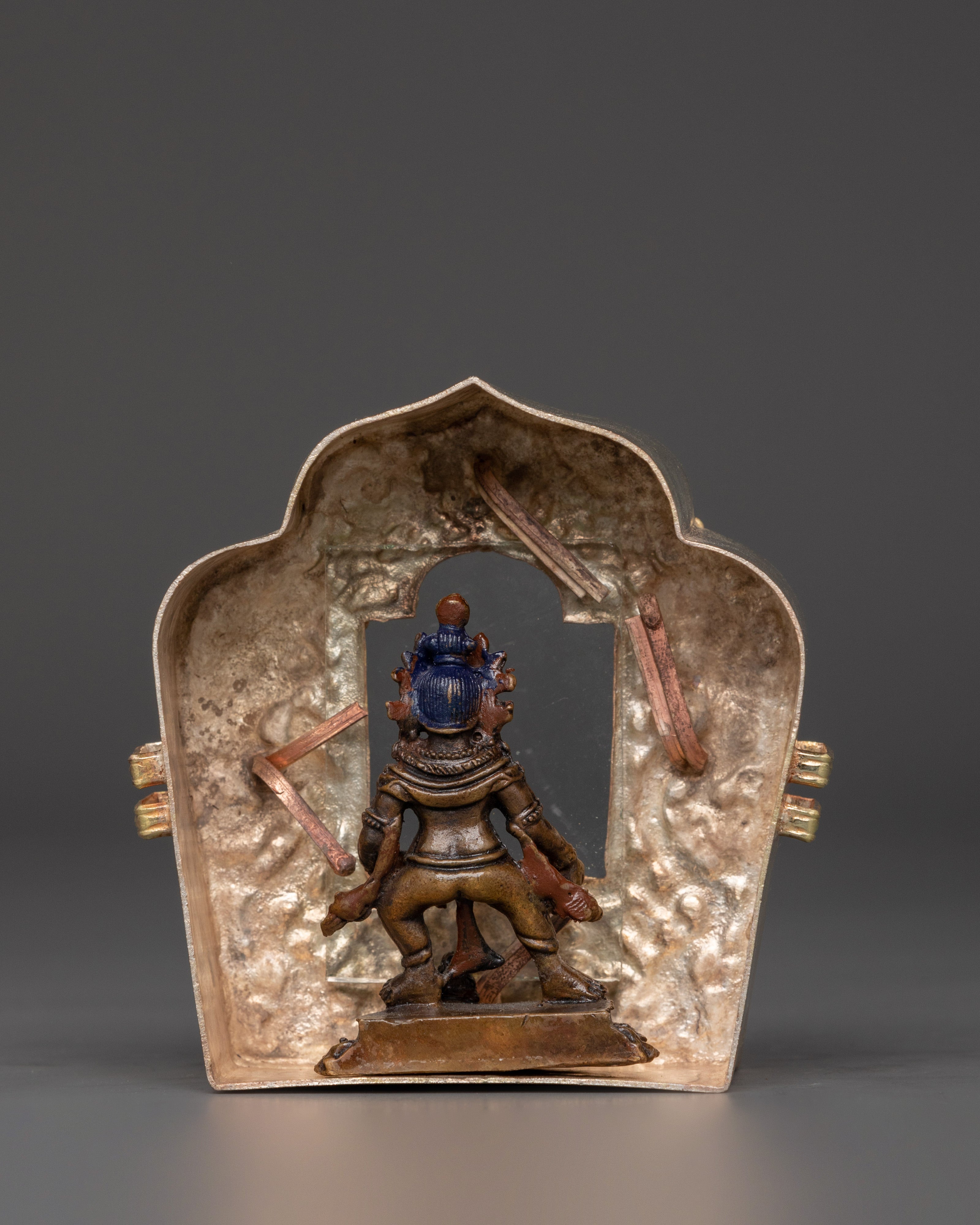 Tibetan Ghau Box with Deity Statue | Portable Buddhist Altar Shrine