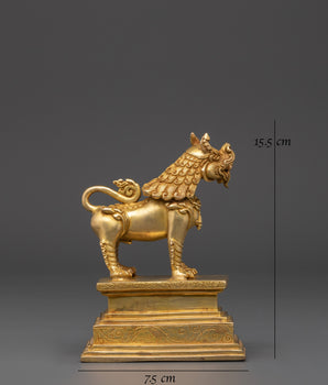 Gold Plated Lion Statue Set | Set of Two Temple Guardians