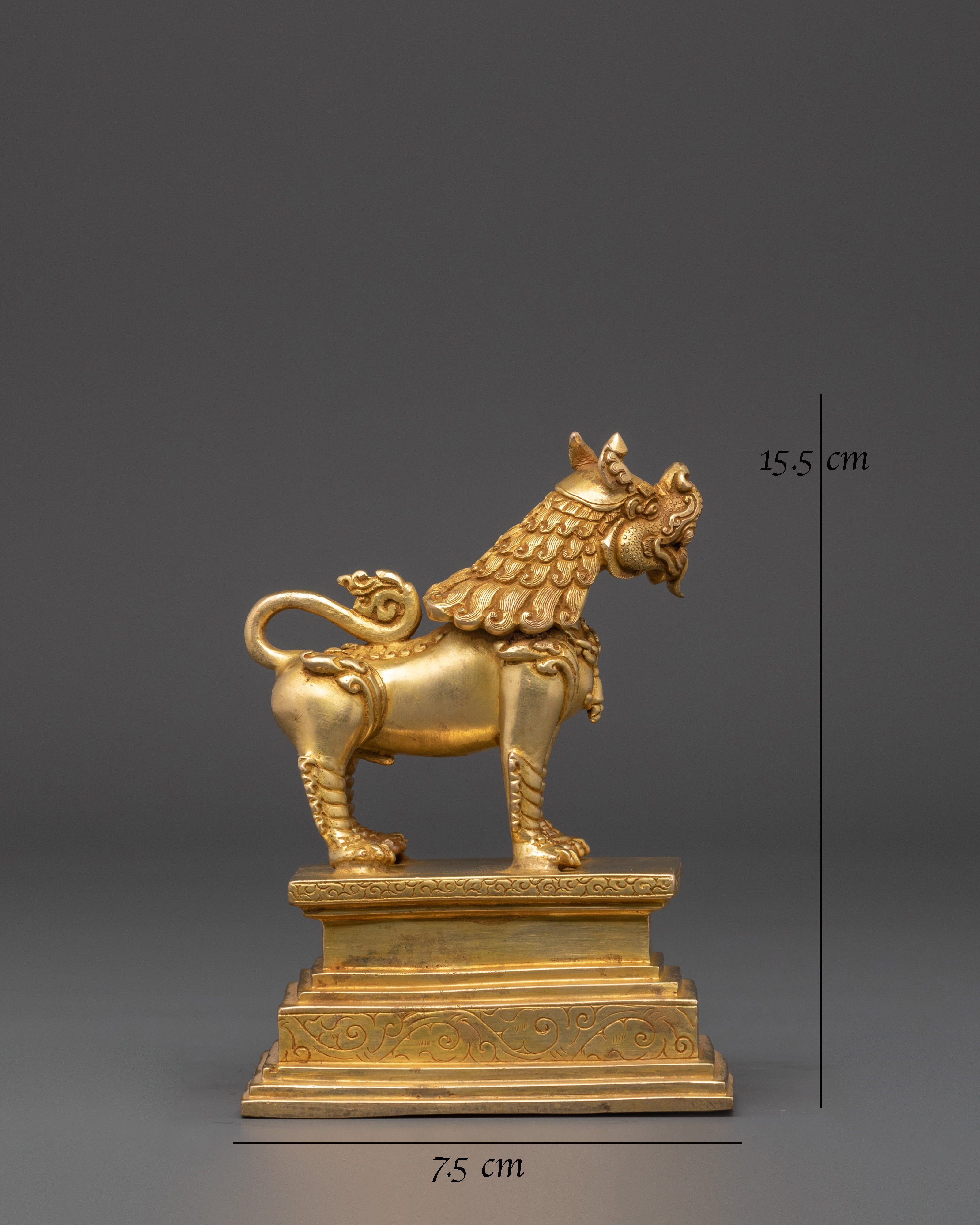 Gold Plated Lion Statue Set | Set of Two Temple Guardians