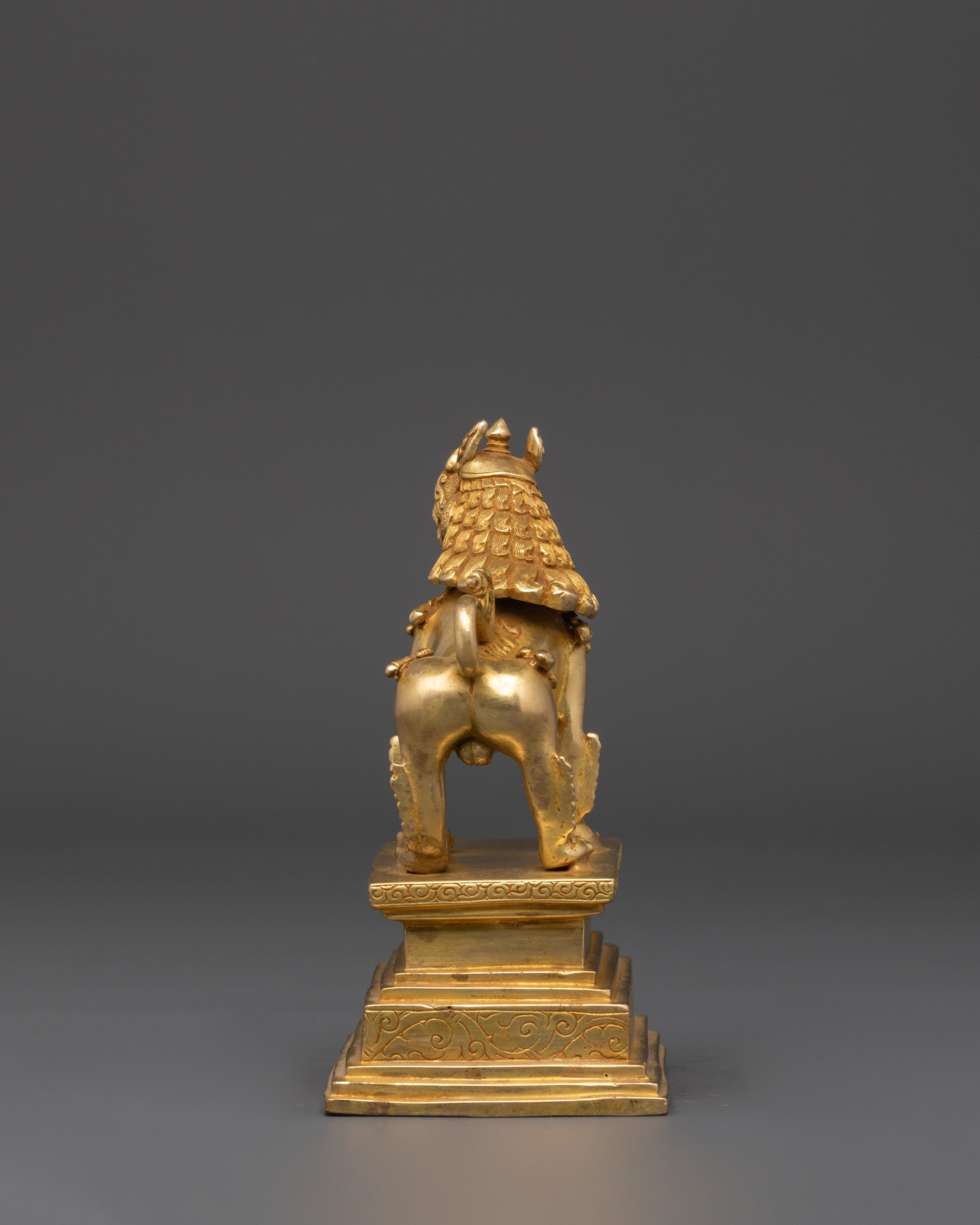 Gold Plated Lion Statue Set | Set of Two Temple Guardians