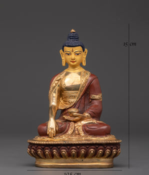 Seated Shakyamuni Buddha Statue | Gold Plated Copper Sculpture