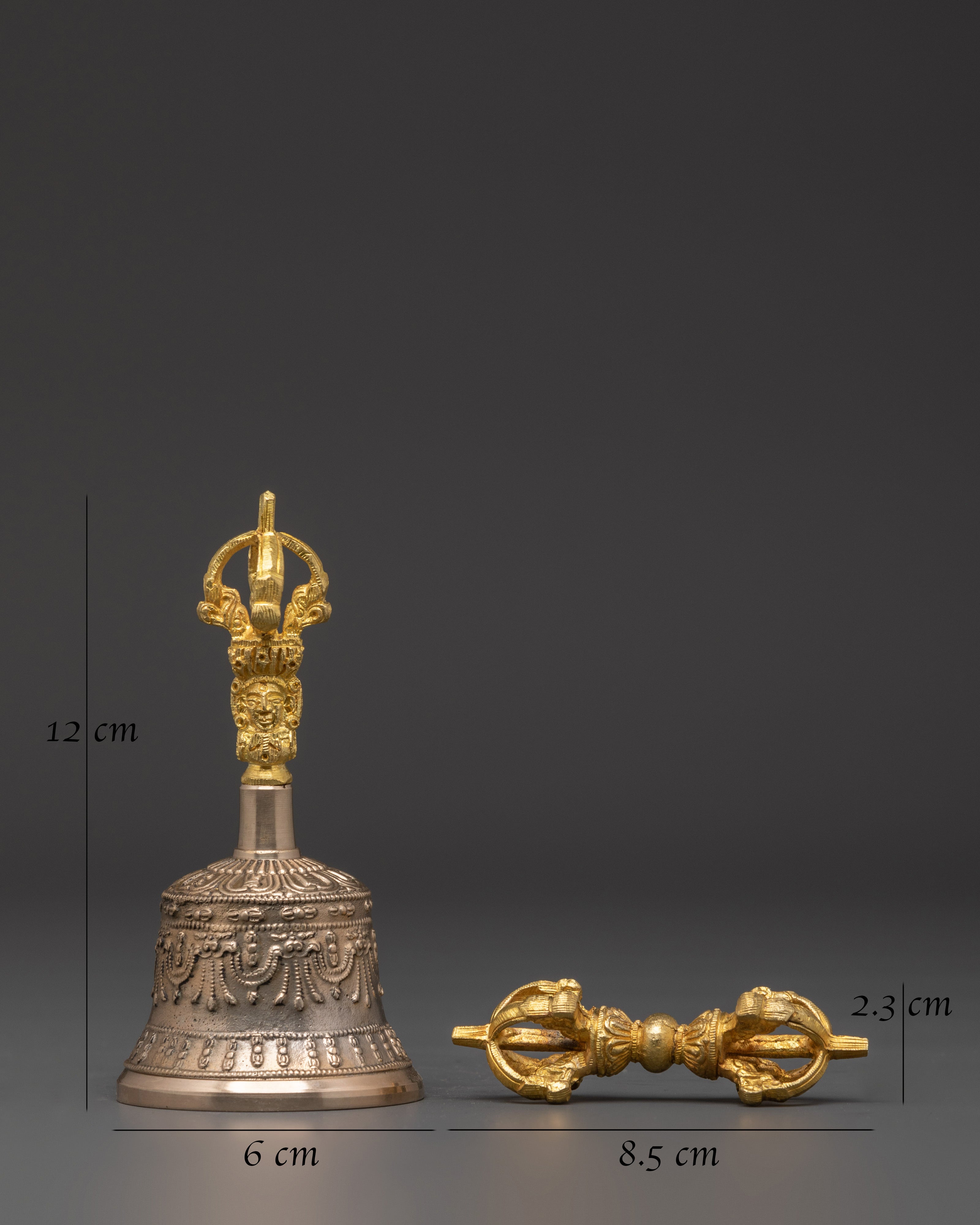 Traditional Ritual Bell and Vajra Set | Brass and Bronze Vajrayana Meditation Tool