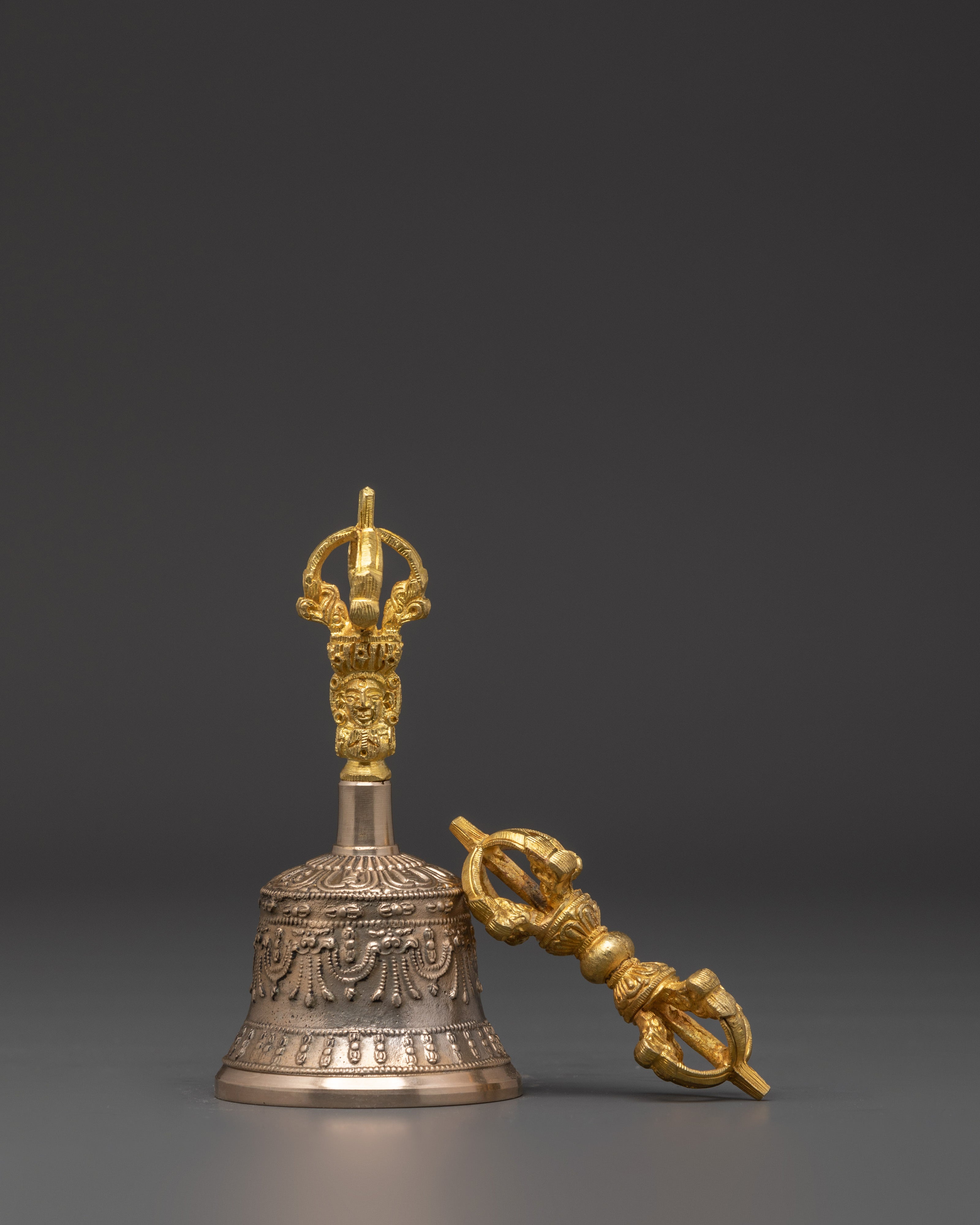 Traditional Ritual Bell and Vajra Set | Brass and Bronze Vajrayana Meditation Tool