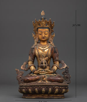 Handmade Copper Buddha Amitayus Statue | Buddha of Infinite Life