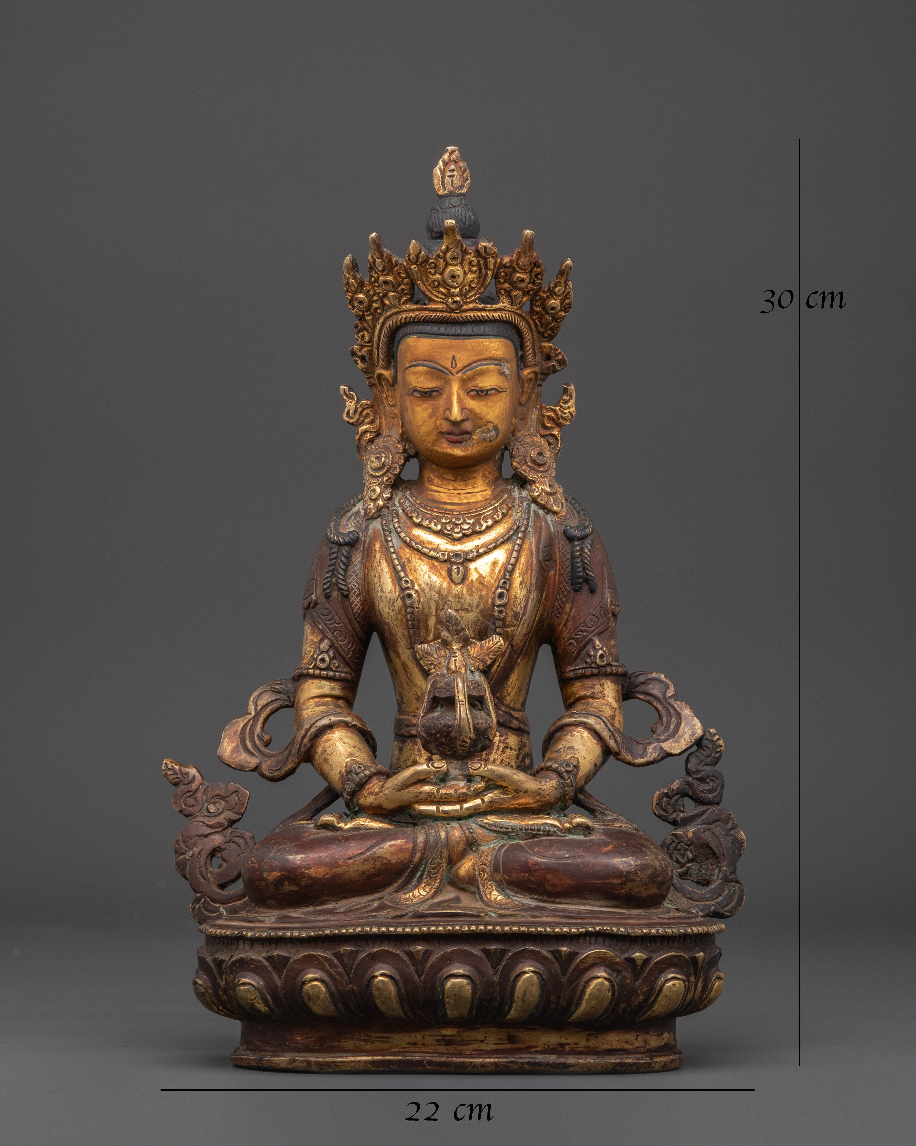 Handmade Copper Buddha Amitayus Statue | Buddha of Infinite Life