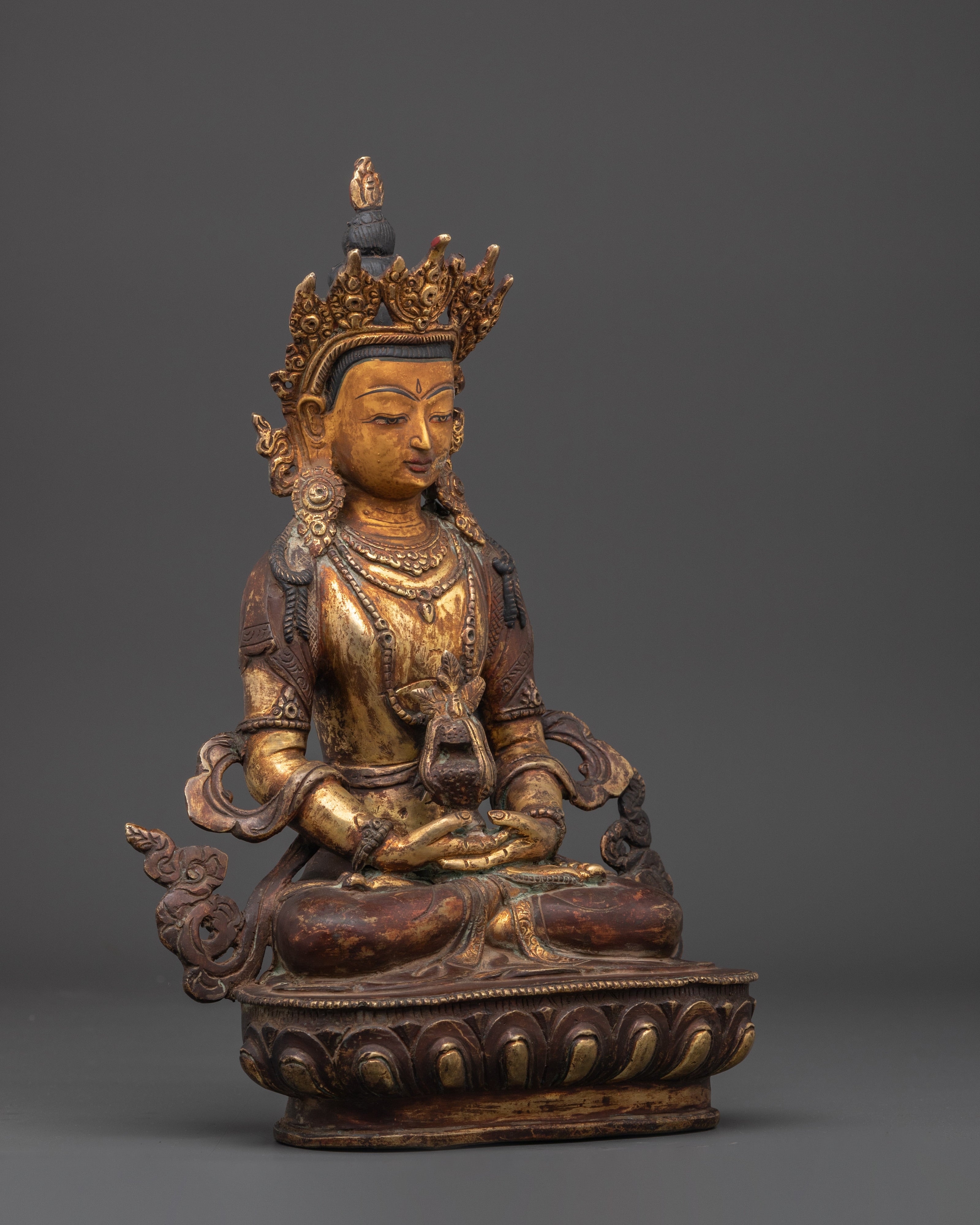 Handmade Copper Buddha Amitayus Statue | Buddha of Infinite Life