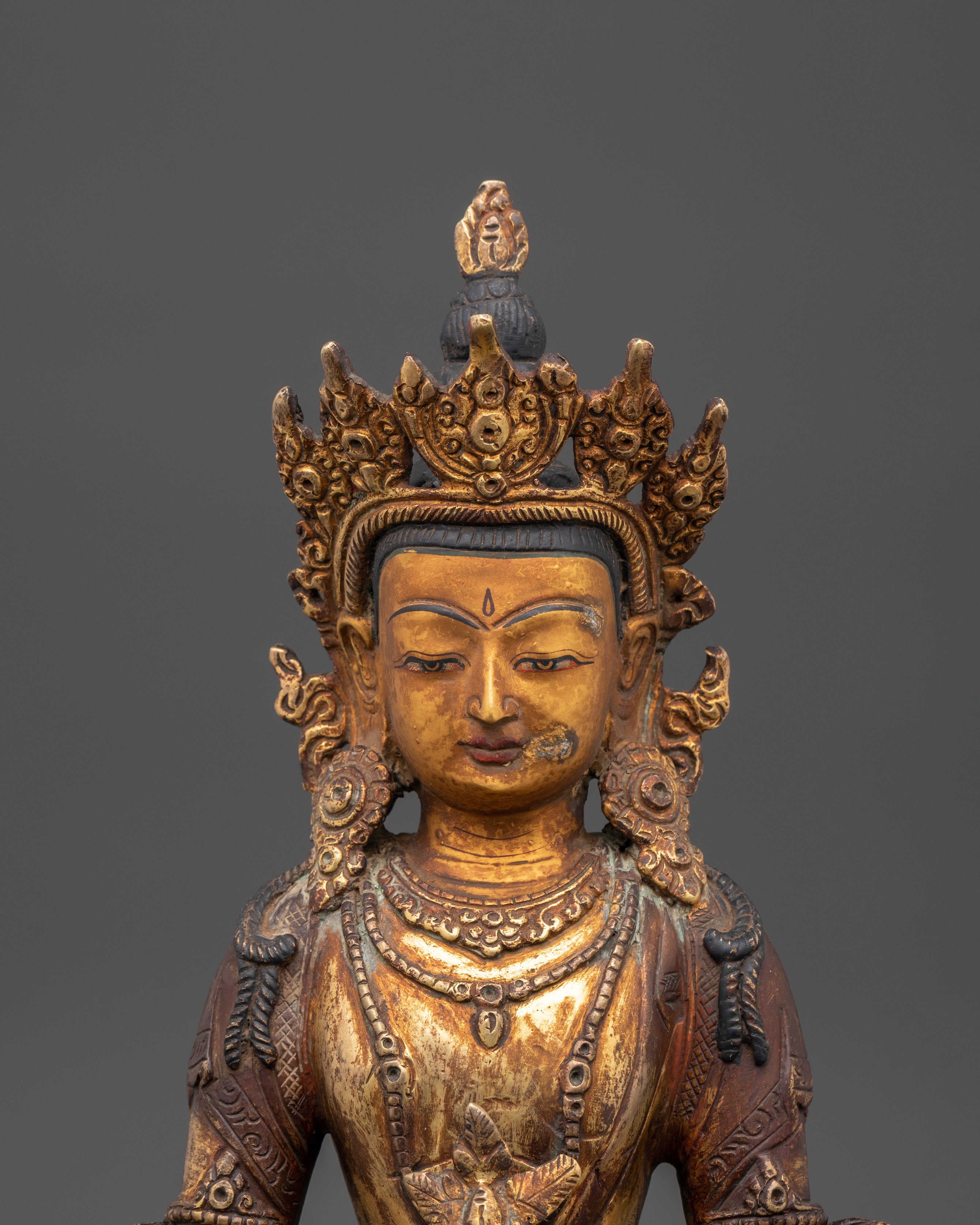 Handmade Copper Buddha Amitayus Statue | Buddha of Infinite Life