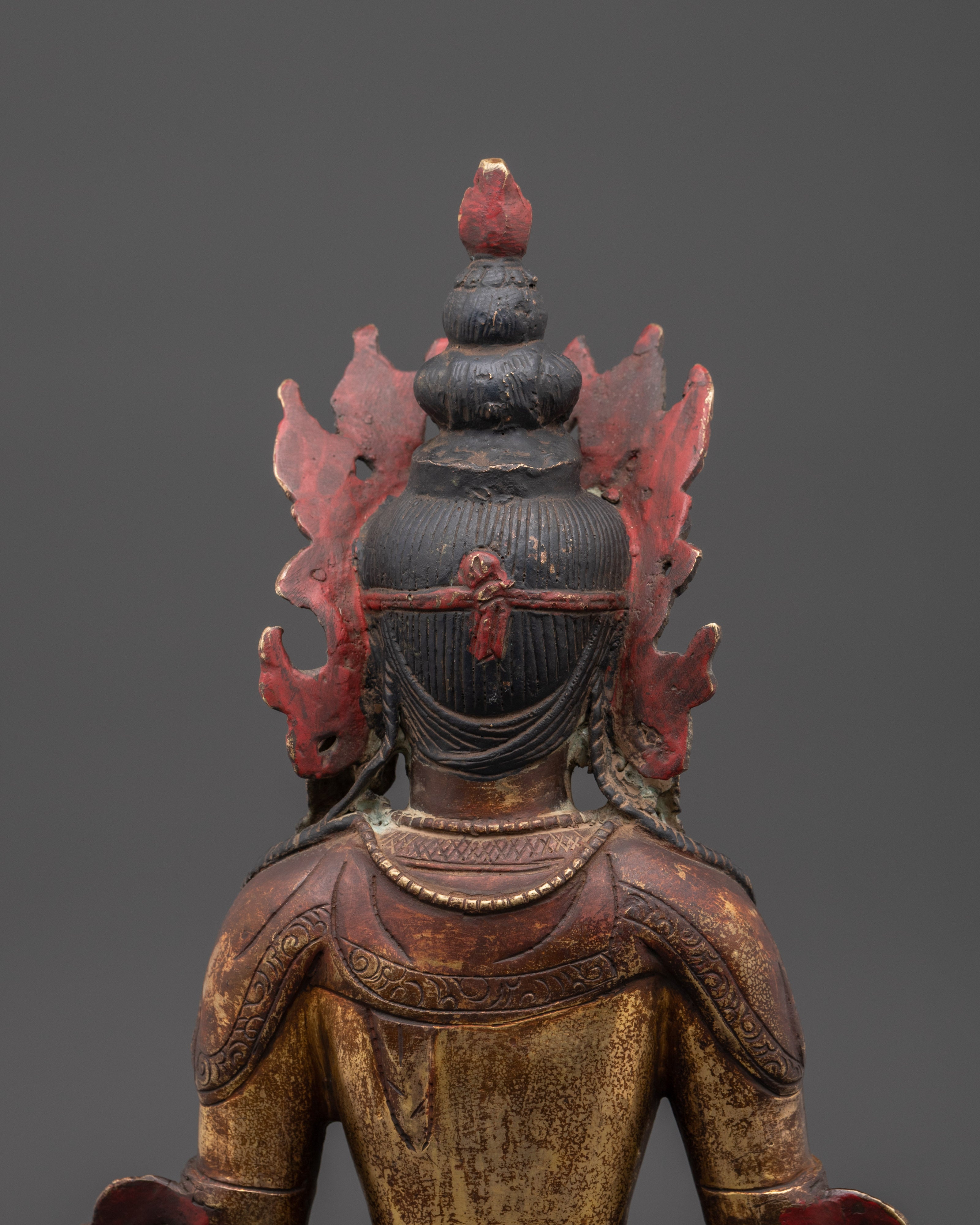 Handmade Copper Buddha Amitayus Statue | Buddha of Infinite Life