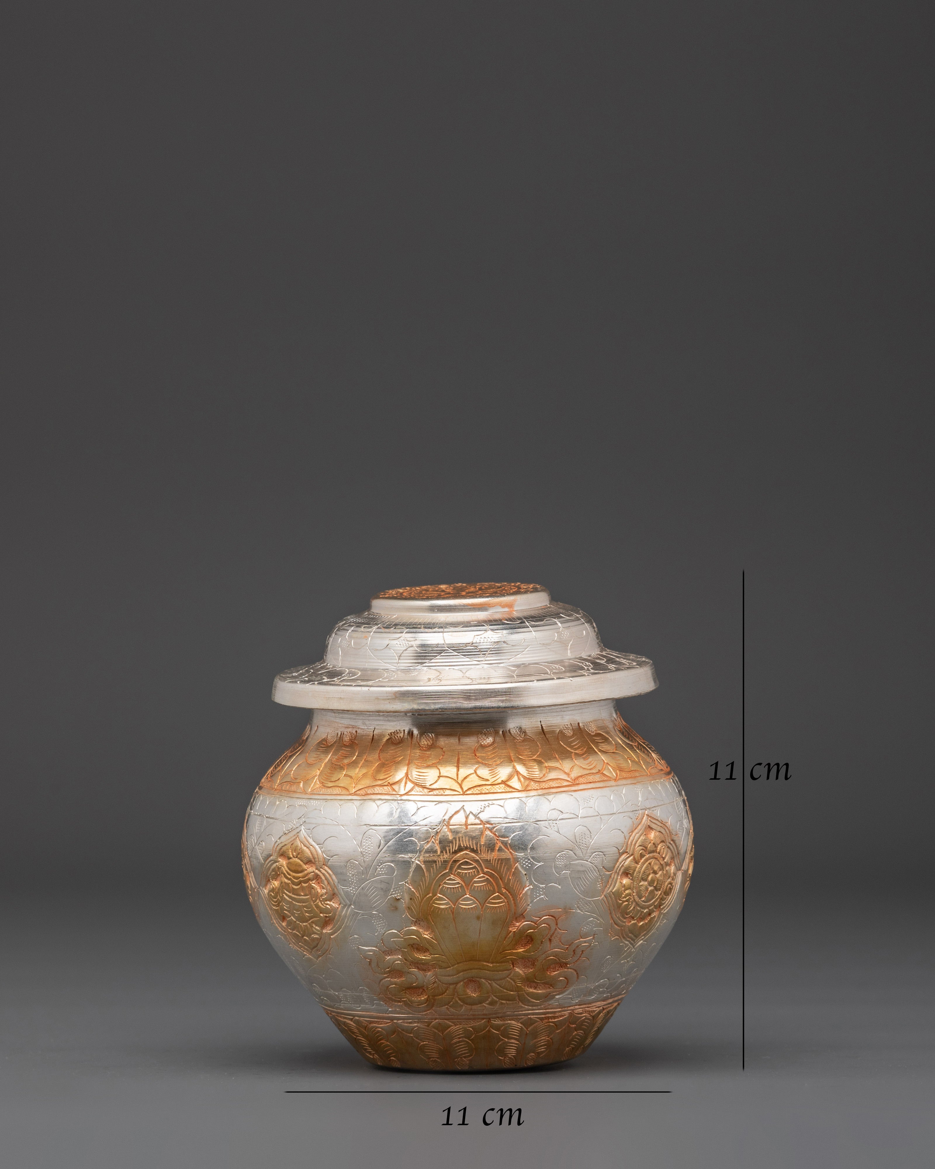 Gold And Silver Plated Ritual Rice Pot | Spiritual Offering Artifact