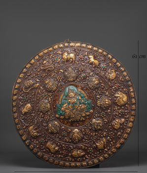 Handcrafted Brass Wall Hanging with Symbolic Designs