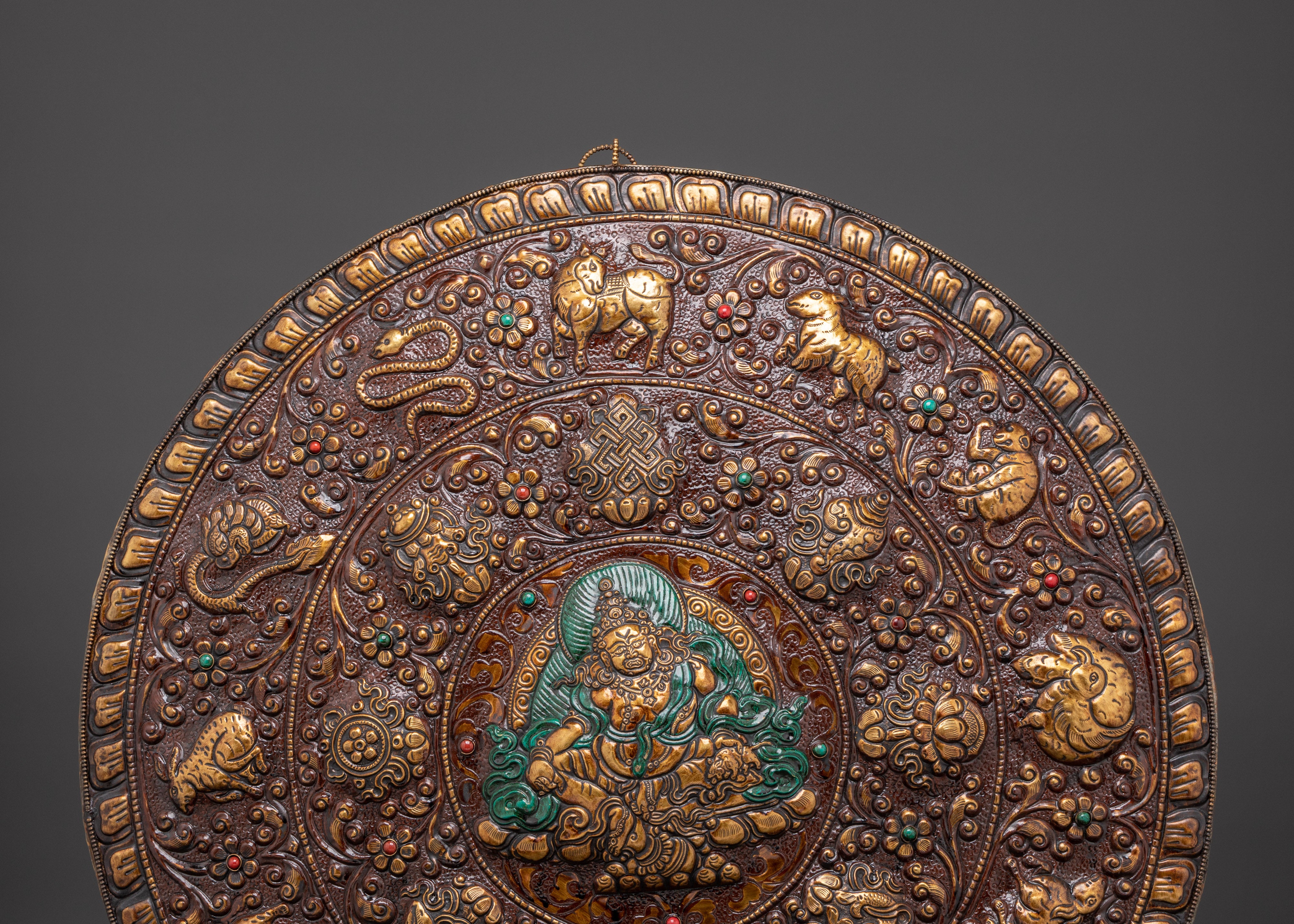 Handcrafted Brass Wall Hanging with Symbolic Designs